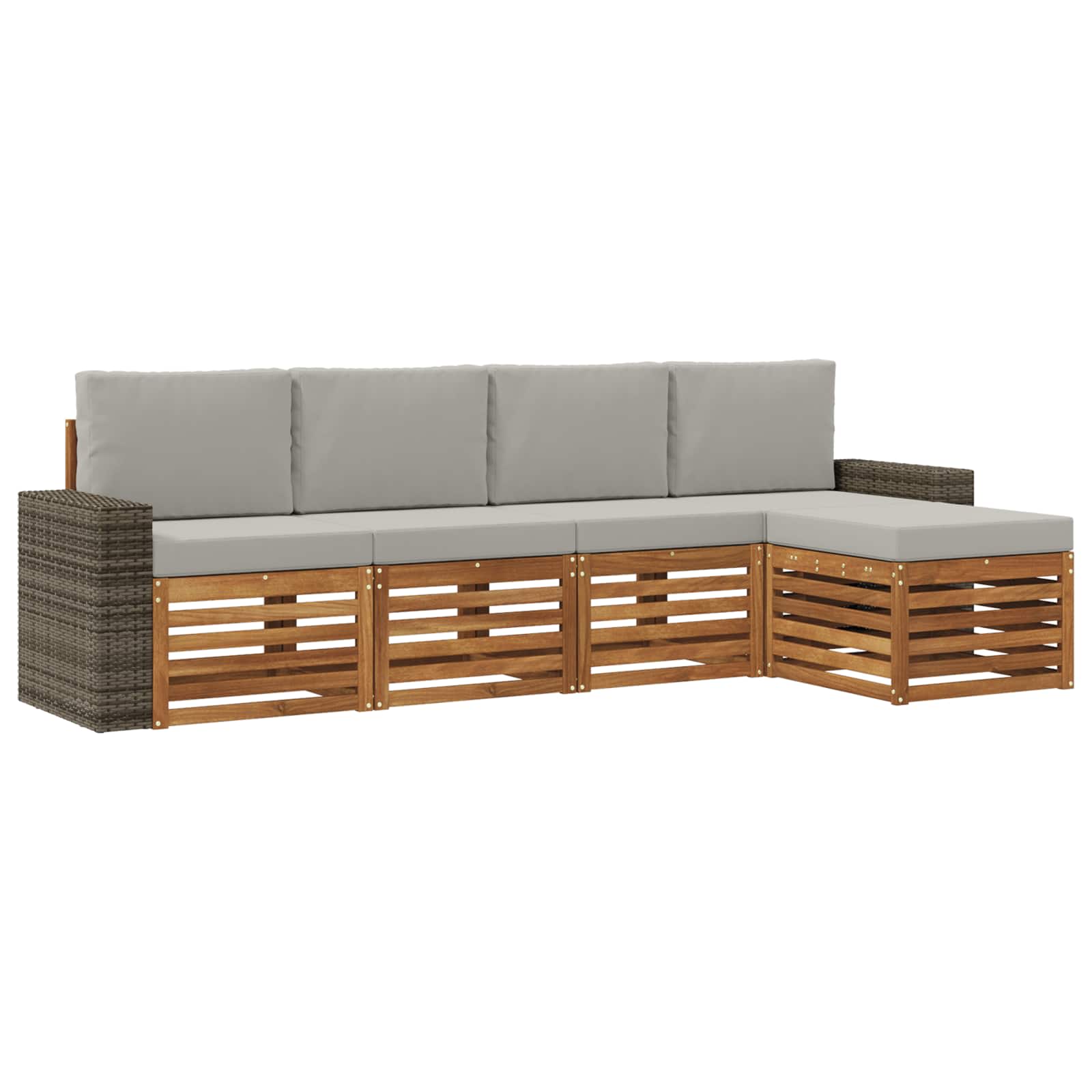 vidaXL Sofa-Sets 5 pcs Natuurlijk en Crème Massief Acaciahout