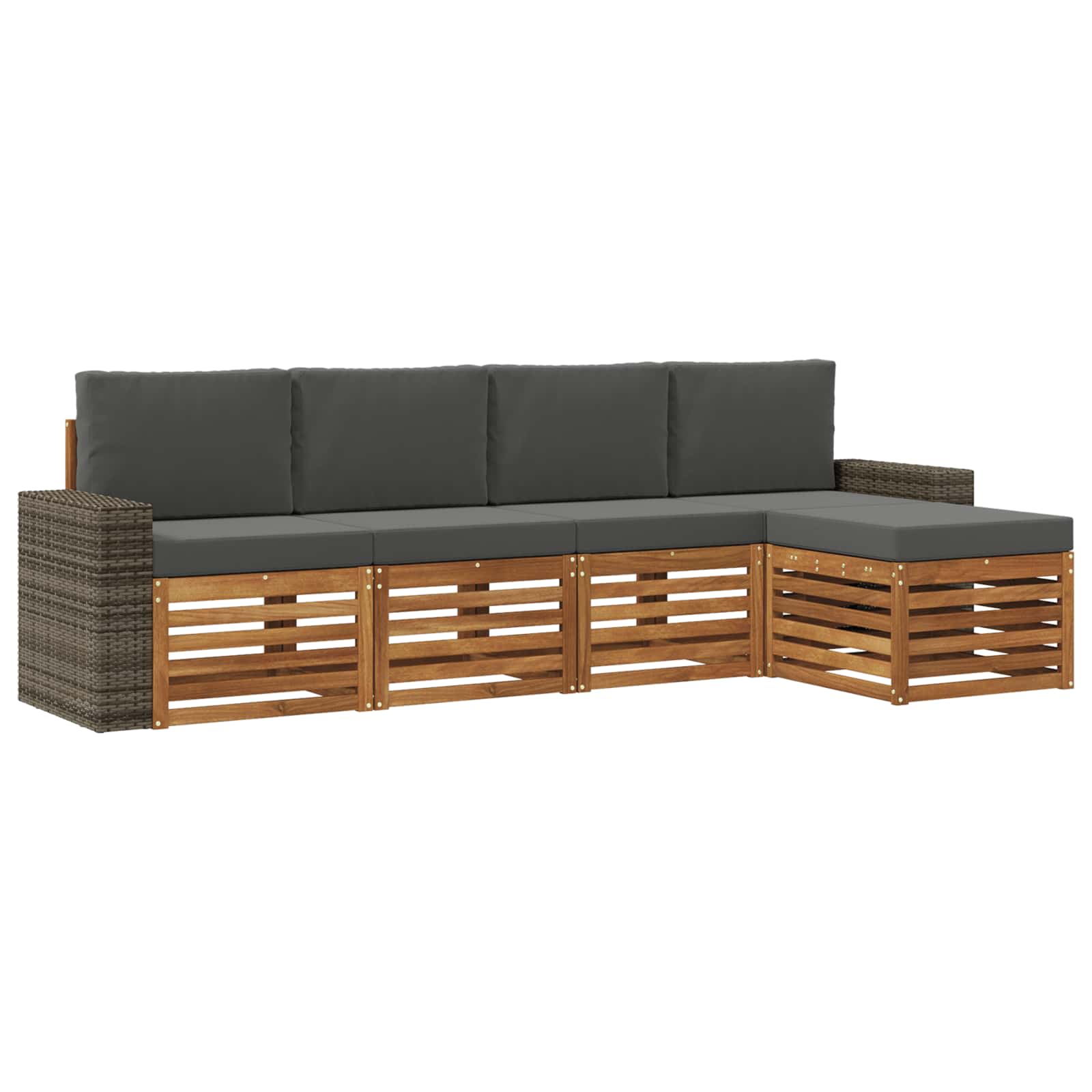 vidaXL Sofa-Sets 5 pcs Natuurlijk en Crème Massief Acaciahout