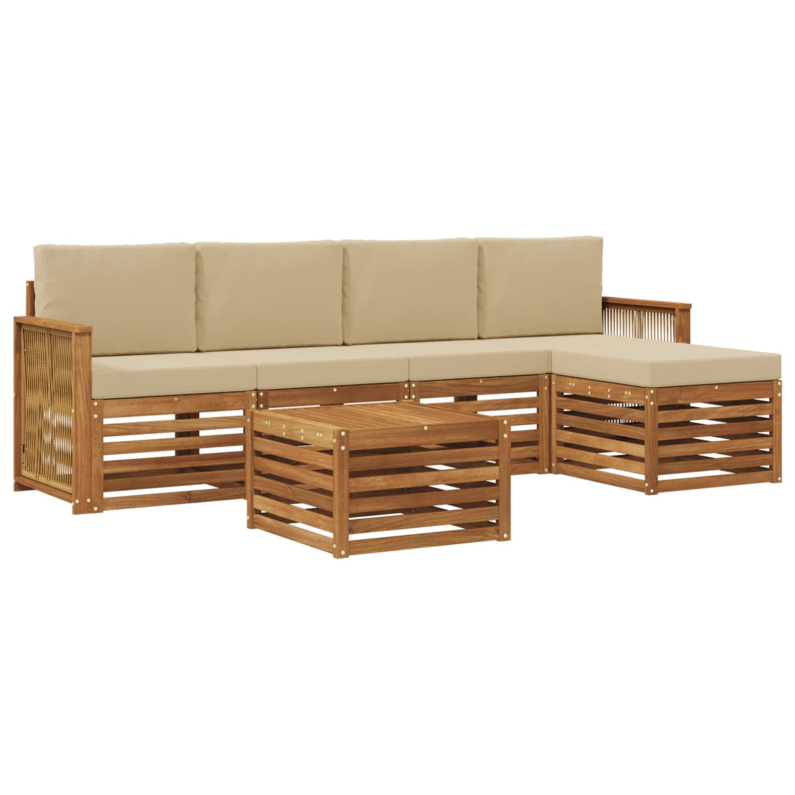 vidaXL Sofa-Sets 6 pcs Naturel Massief Acaciahout