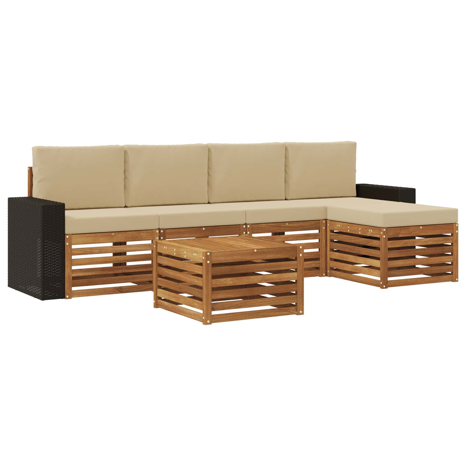 vidaXL Sofa-Sets 6 pcs Naturel Massief Acaciahout