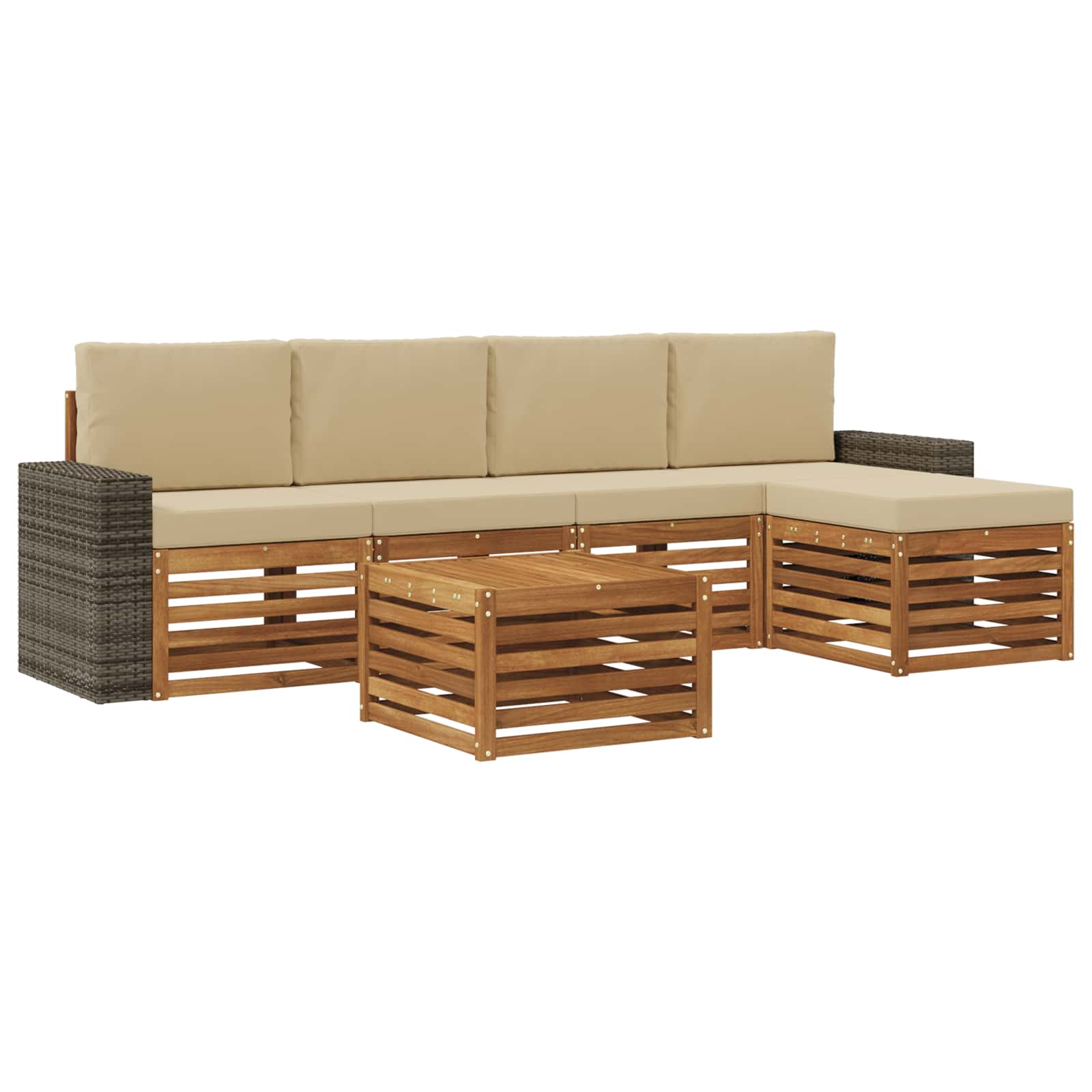 vidaXL Sofa-Sets 6 pcs Naturel Massief Acaciahout