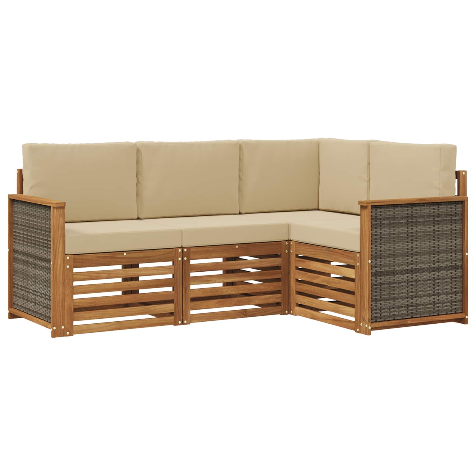 vidaXL Sofa-Sets 4 pcs Naturel Massief Acaciahout
