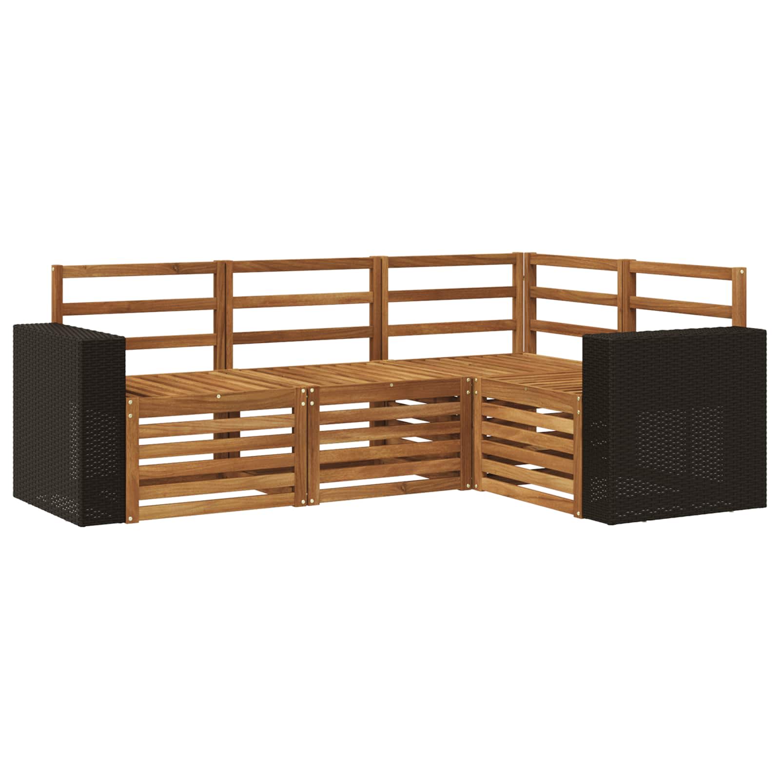 vidaXL Sofa-Sets 4 pcs Naturel Massief Acaciahout