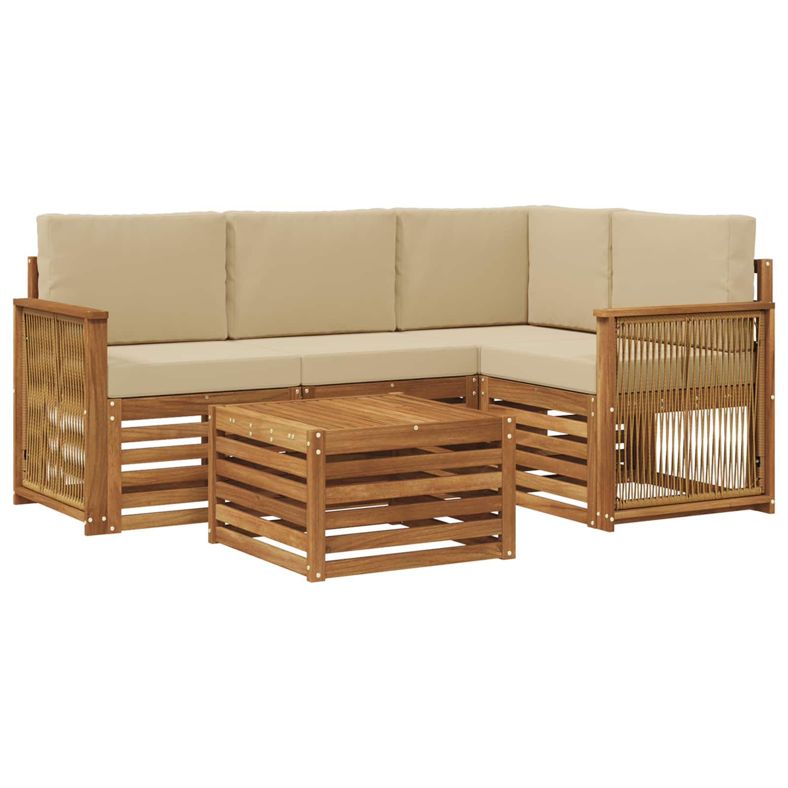 vidaXL Sofa-Sets 5 pcs Naturel Massief Acaciahout