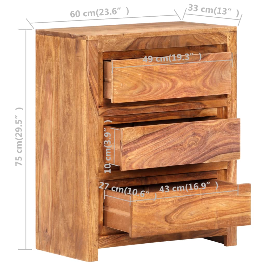 vidaXL Ladekast 60x33x75 cm massief acaciahout