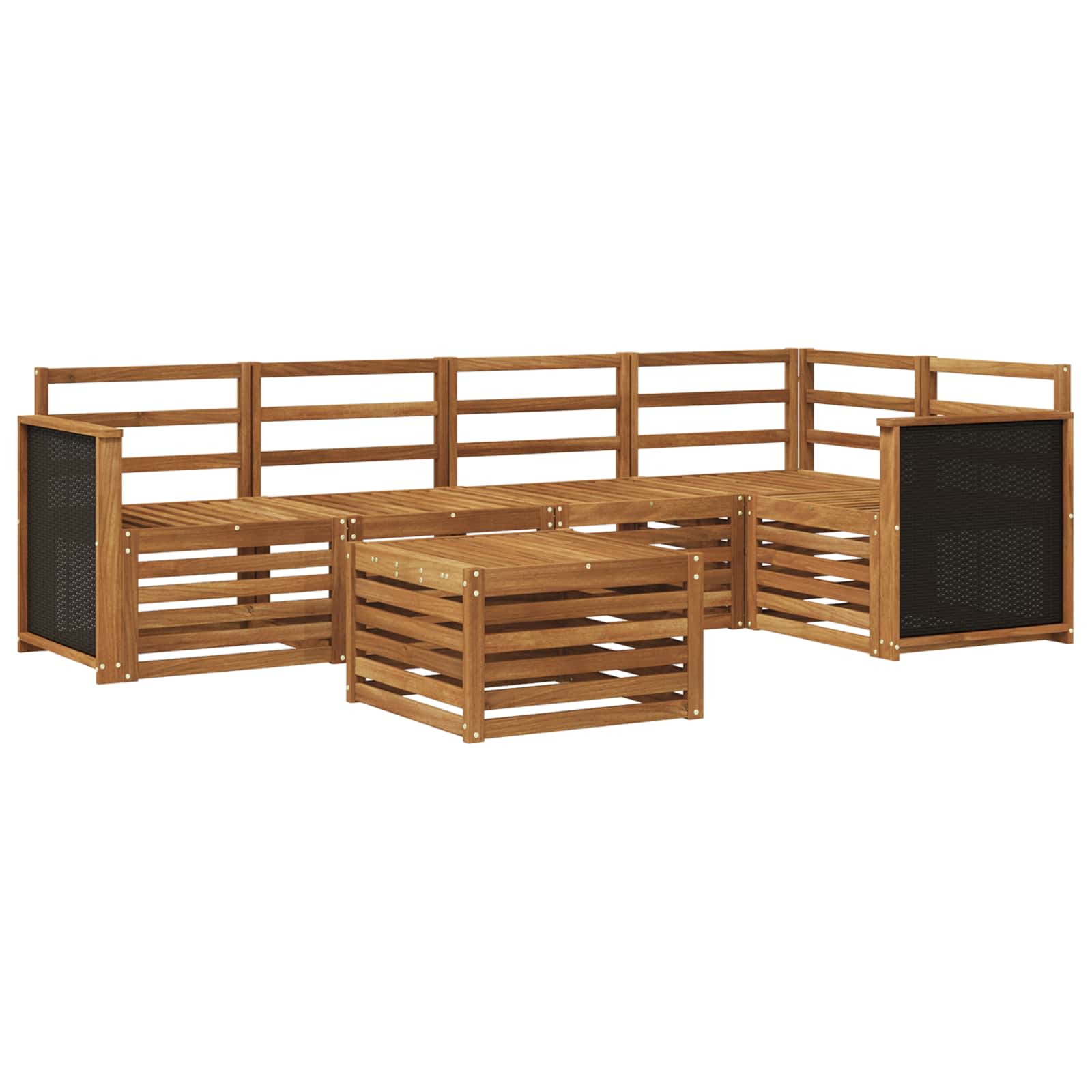 vidaXL Sofa-Sets 6 pcs Natuurlijk en Crème Massief Acaciahout