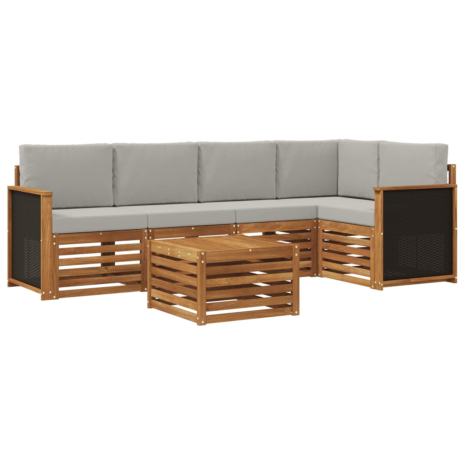 vidaXL Sofa-Sets 6 pcs Natuurlijk en Crème Massief Acaciahout