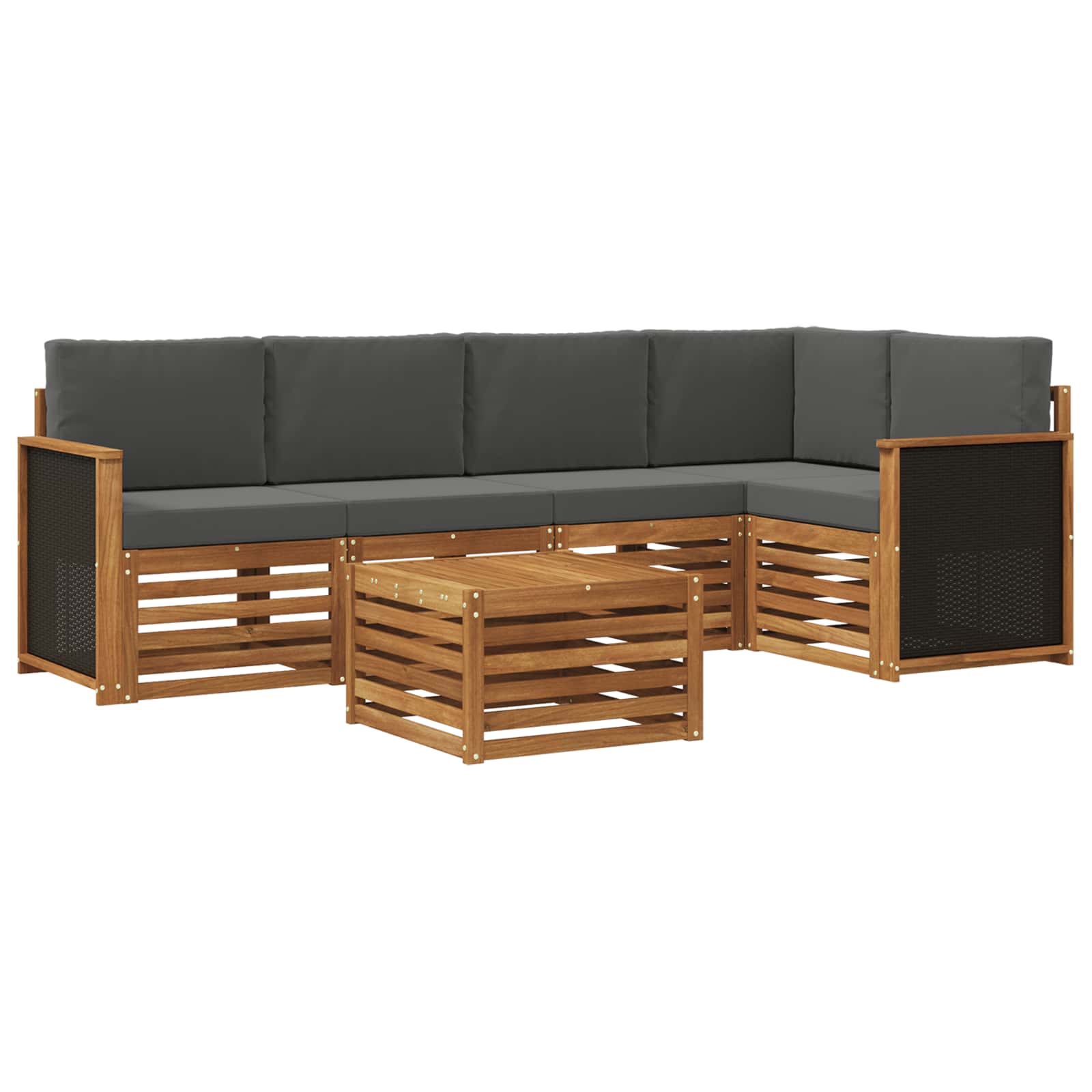 vidaXL Sofa-Sets 6 pcs Natuurlijk en Crème Massief Acaciahout