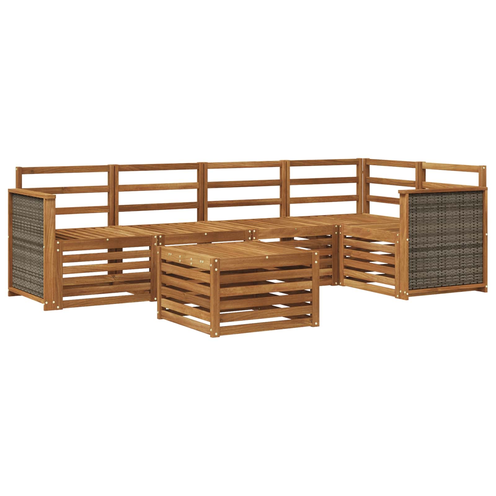 vidaXL Sofa-Sets 6 pcs Natuurlijk en Crème Massief Acaciahout