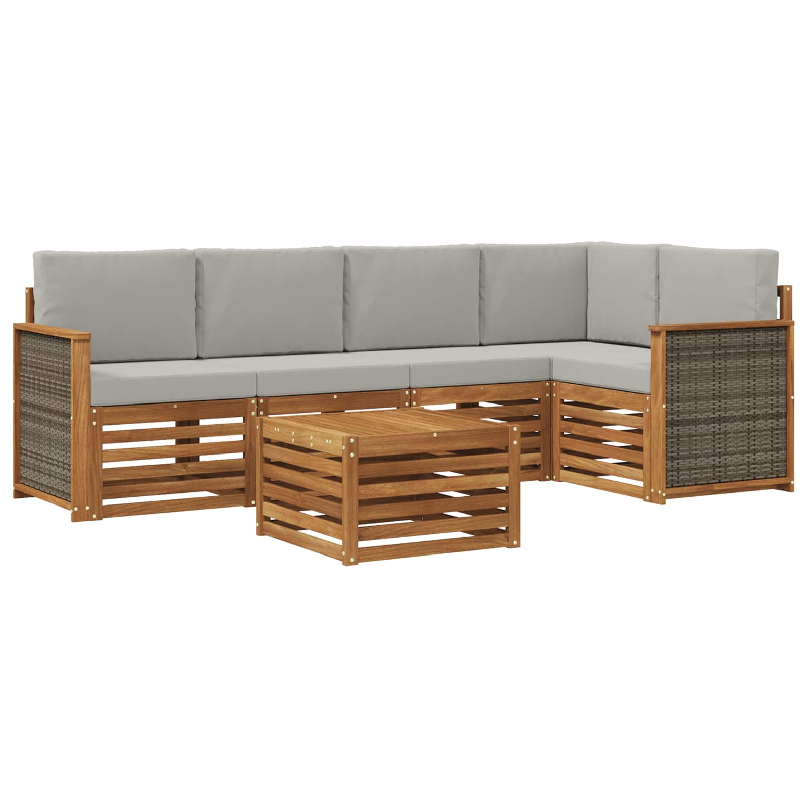 vidaXL Sofa-Sets 6 pcs Natuurlijk en Crème Massief Acaciahout