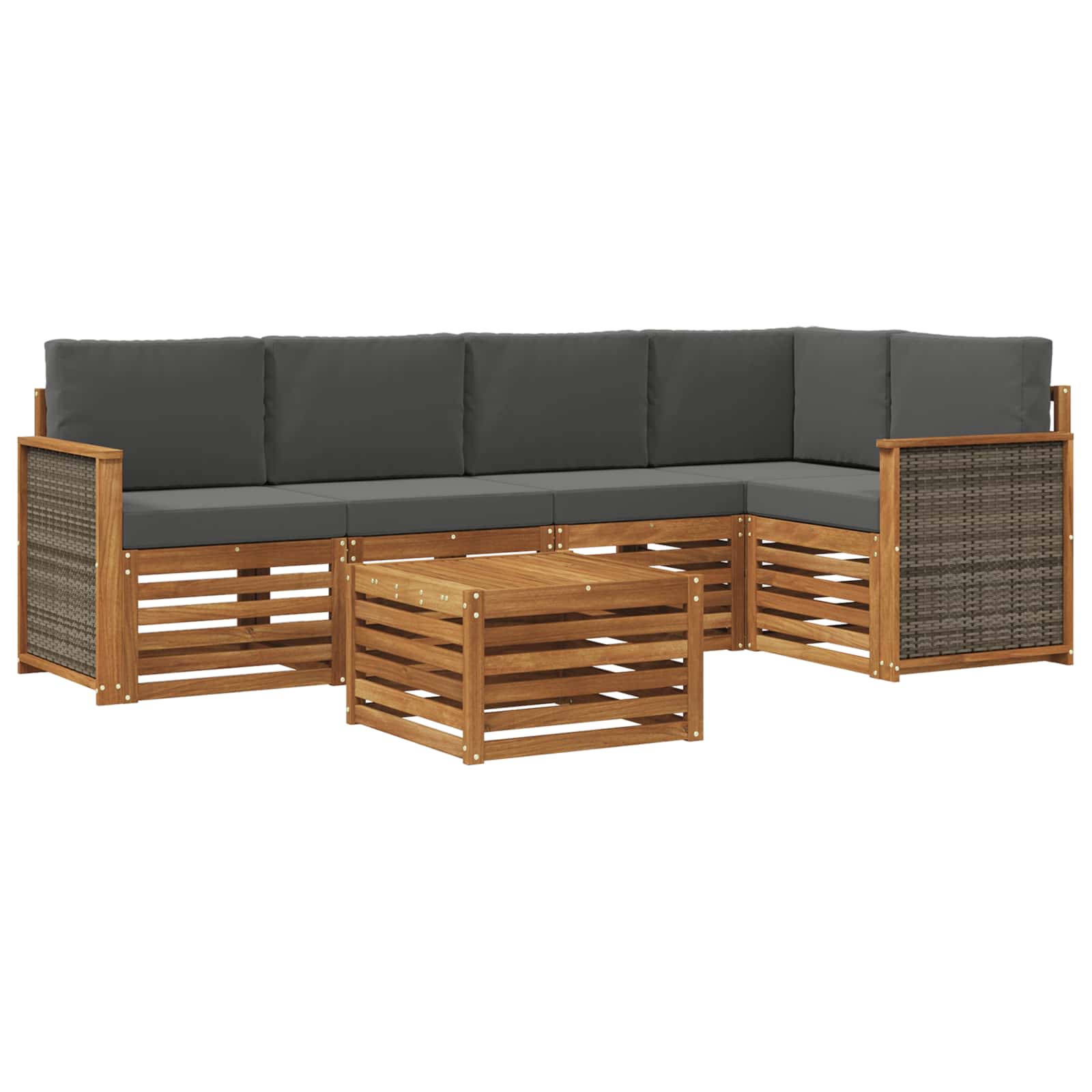 vidaXL Sofa-Sets 6 pcs Natuurlijk en Crème Massief Acaciahout