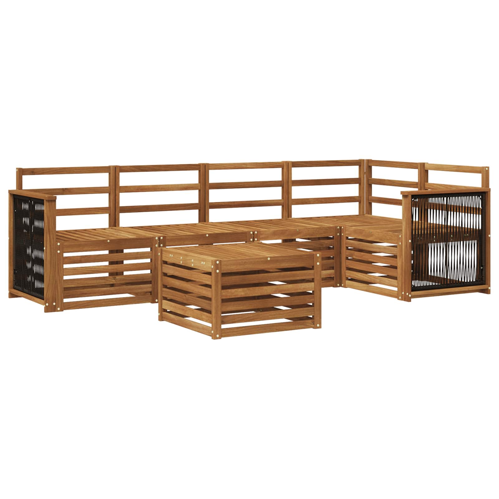 vidaXL Sofa-Sets 6 pcs Natuurlijk en Crème Massief Acaciahout