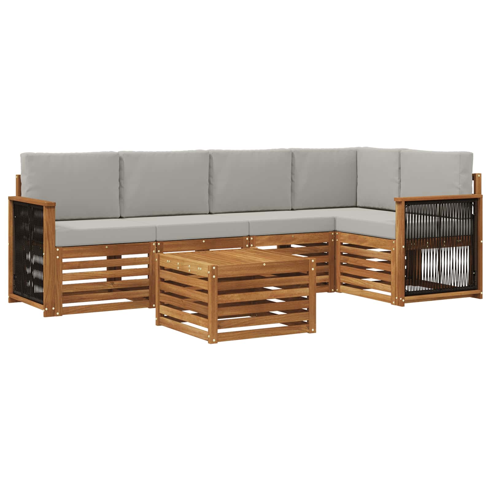 vidaXL Sofa-Sets 6 pcs Natuurlijk en Crème Massief Acaciahout