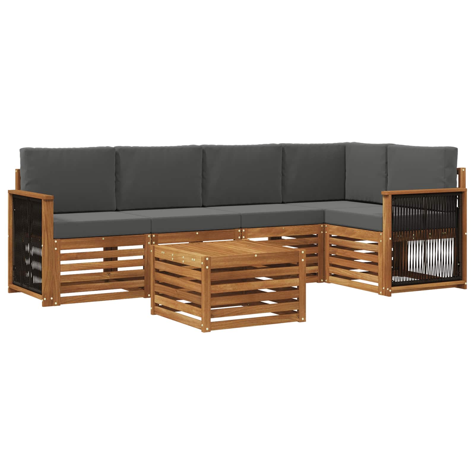 vidaXL Sofa-Sets 6 pcs Natuurlijk en Crème Massief Acaciahout