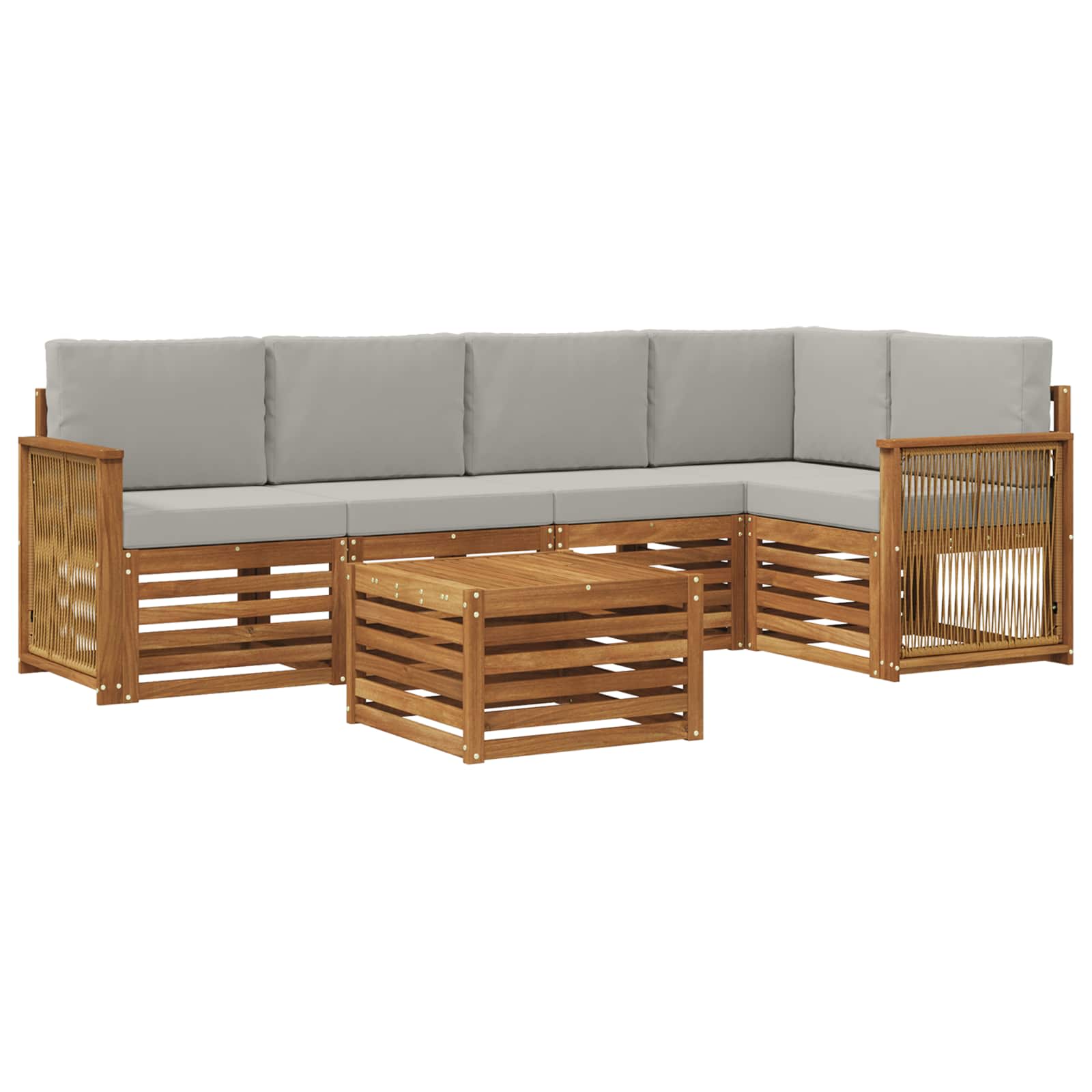 vidaXL Sofa-Sets 6 pcs Natuurlijk en Crème Massief Acaciahout