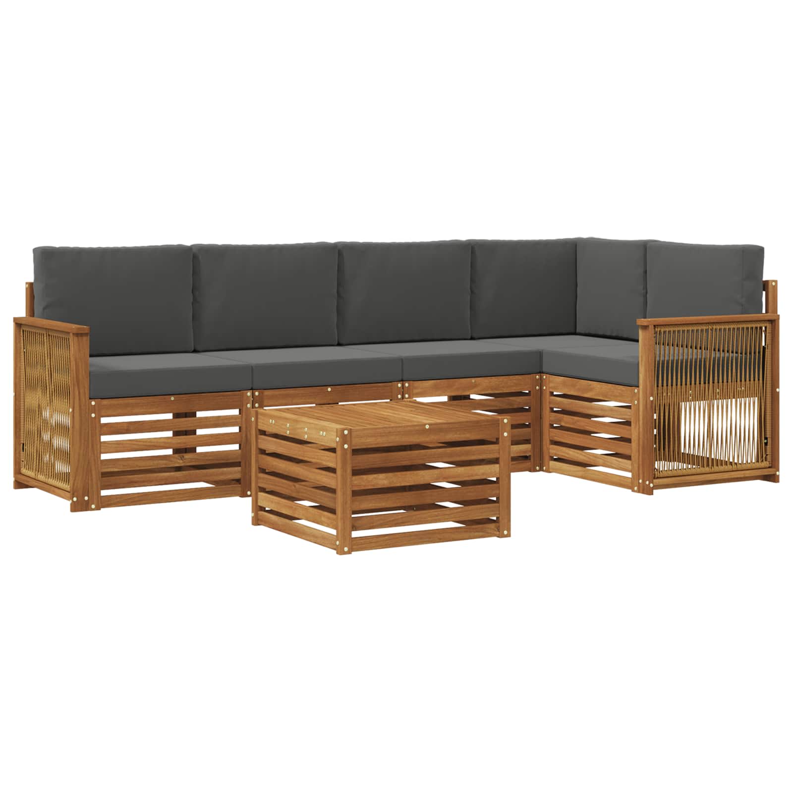 vidaXL Sofa-Sets 6 pcs Natuurlijk en Crème Massief Acaciahout