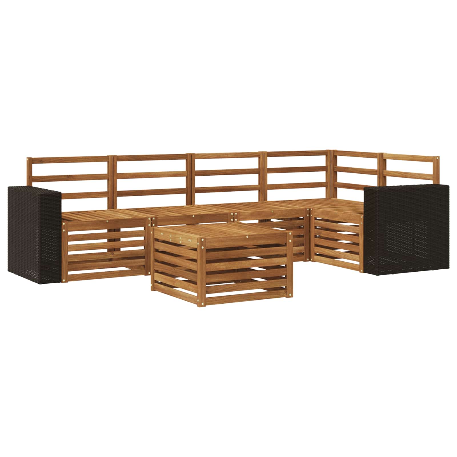 vidaXL Sofa-Sets 6 pcs Natuurlijk en Crème Massief Acaciahout