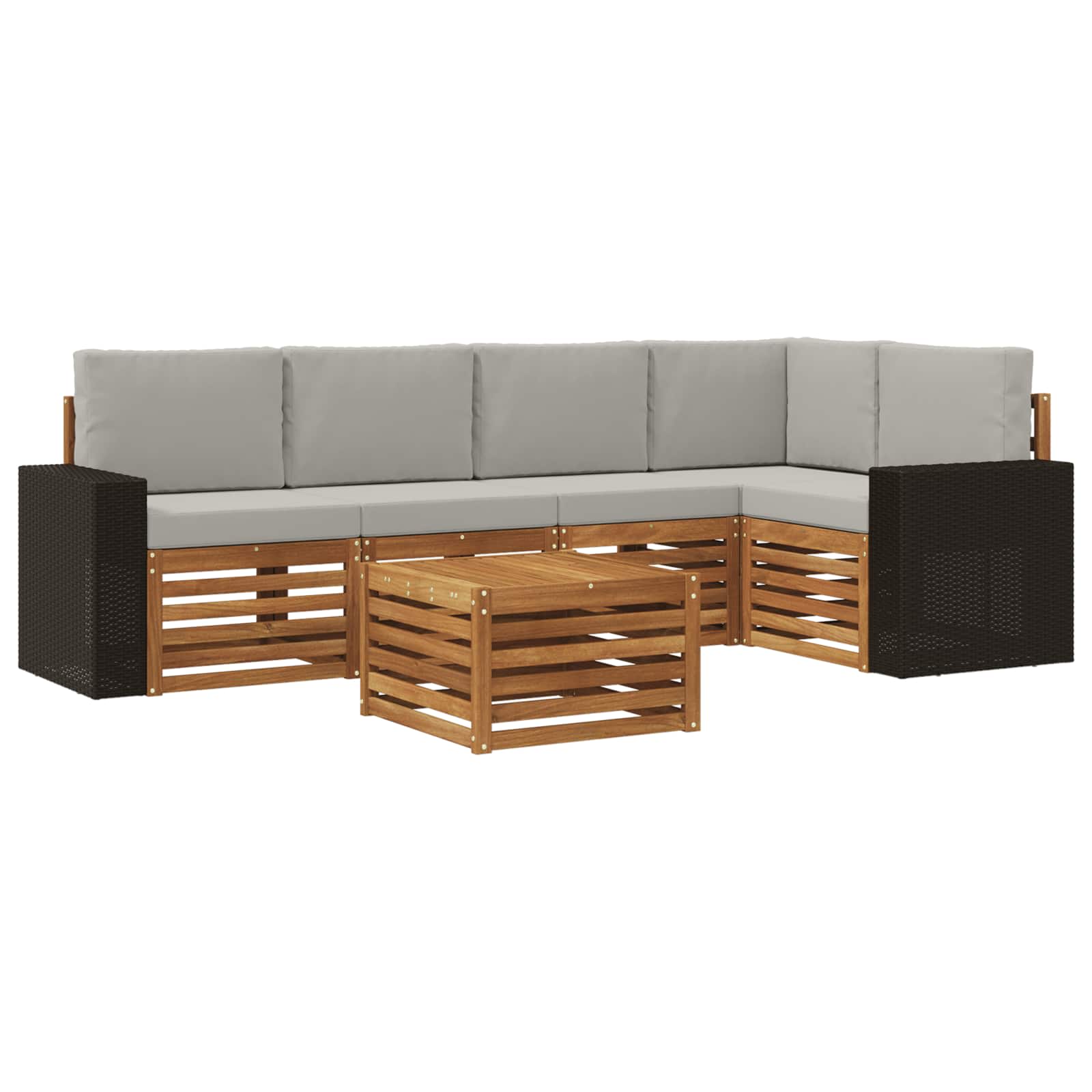vidaXL Sofa-Sets 6 pcs Natuurlijk en Crème Massief Acaciahout