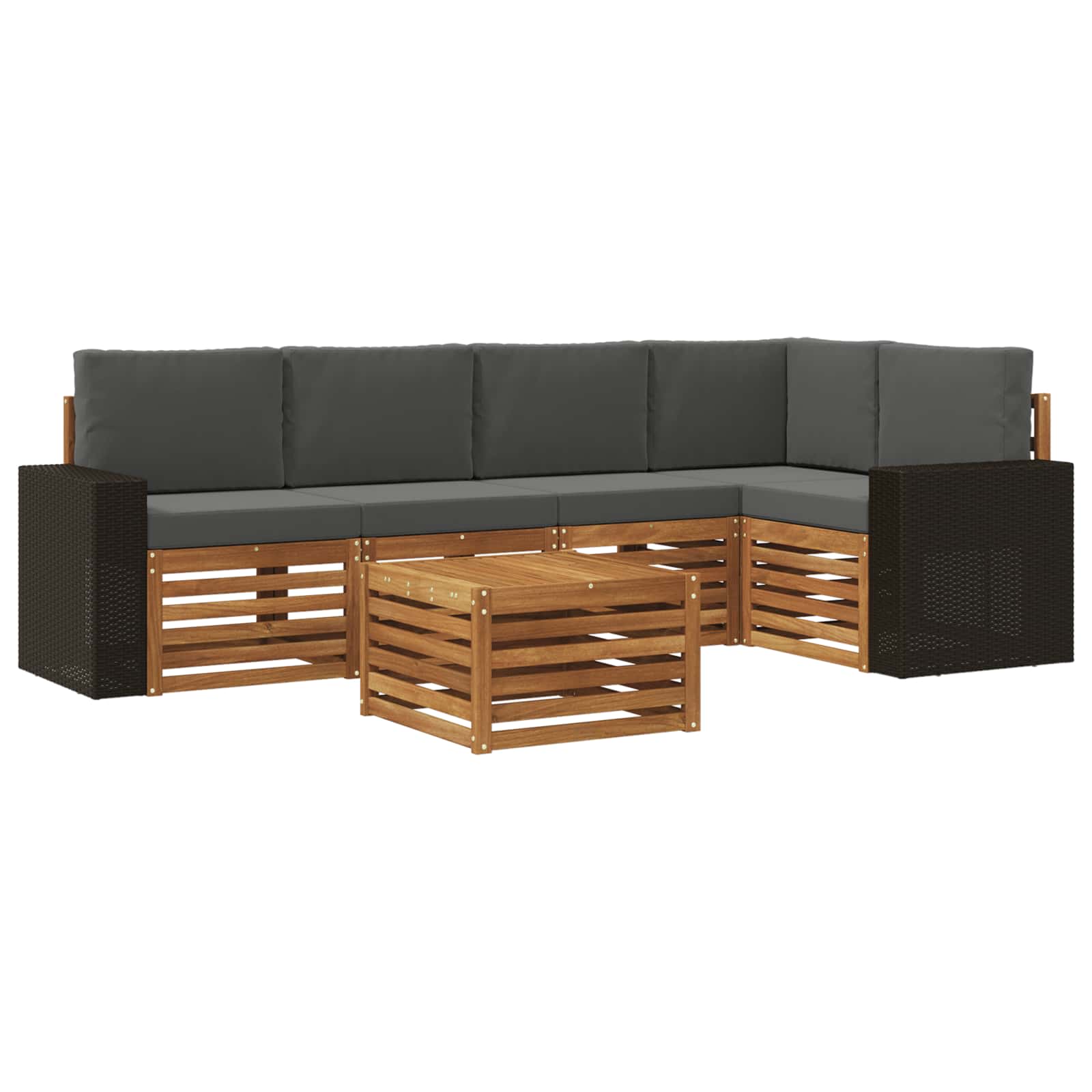 vidaXL Sofa-Sets 6 pcs Natuurlijk en Crème Massief Acaciahout