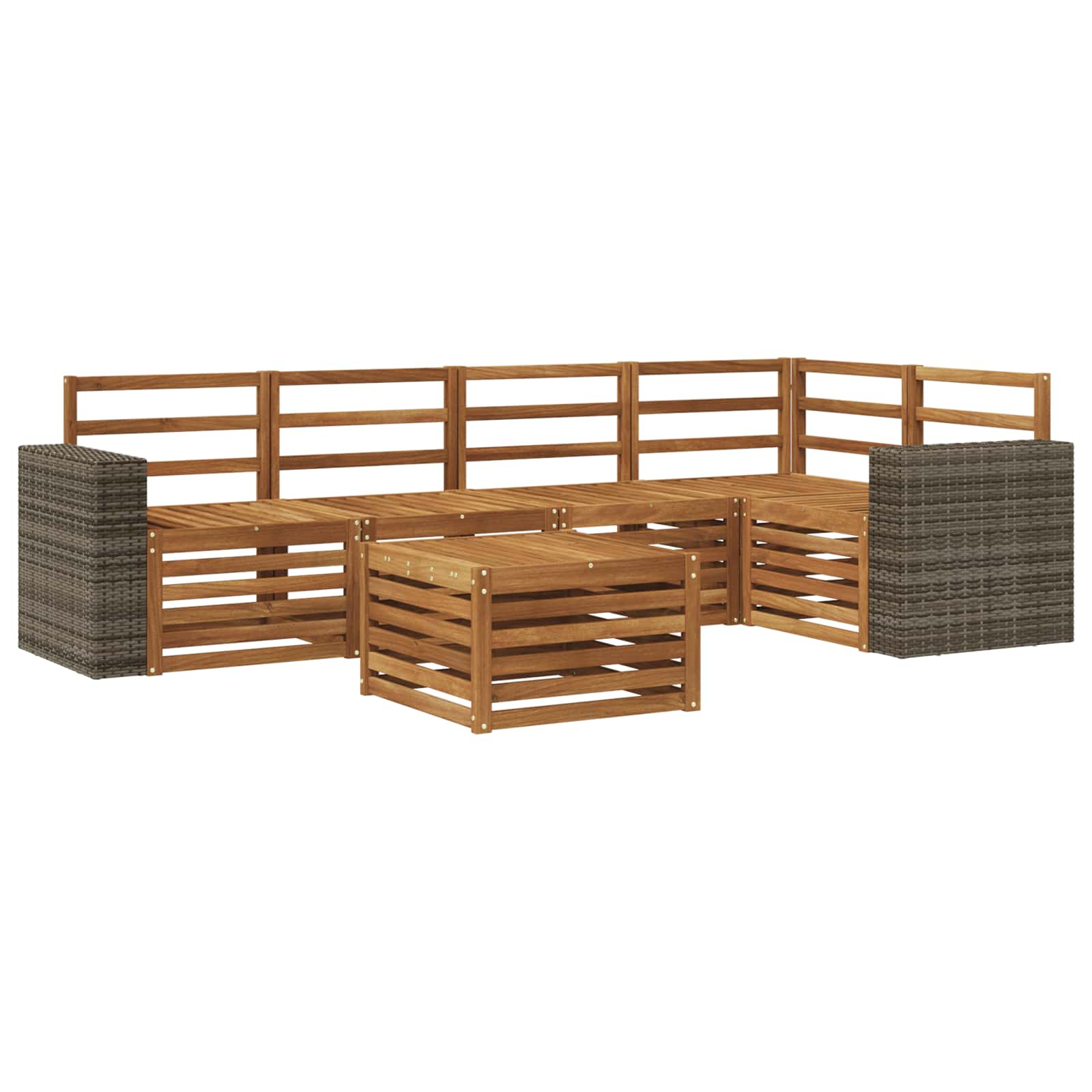 vidaXL Sofa-Sets 6 pcs Natuurlijk en Crème Massief Acaciahout