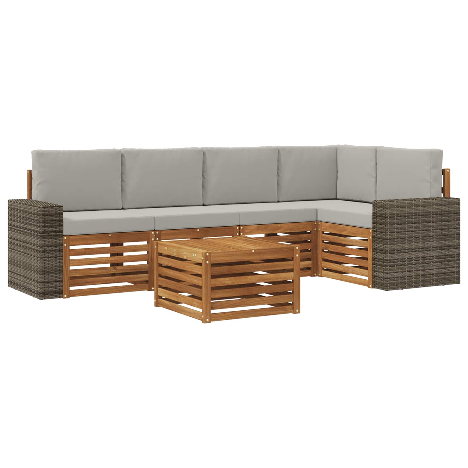 vidaXL Sofa-Sets 6 pcs Natuurlijk en Crème Massief Acaciahout