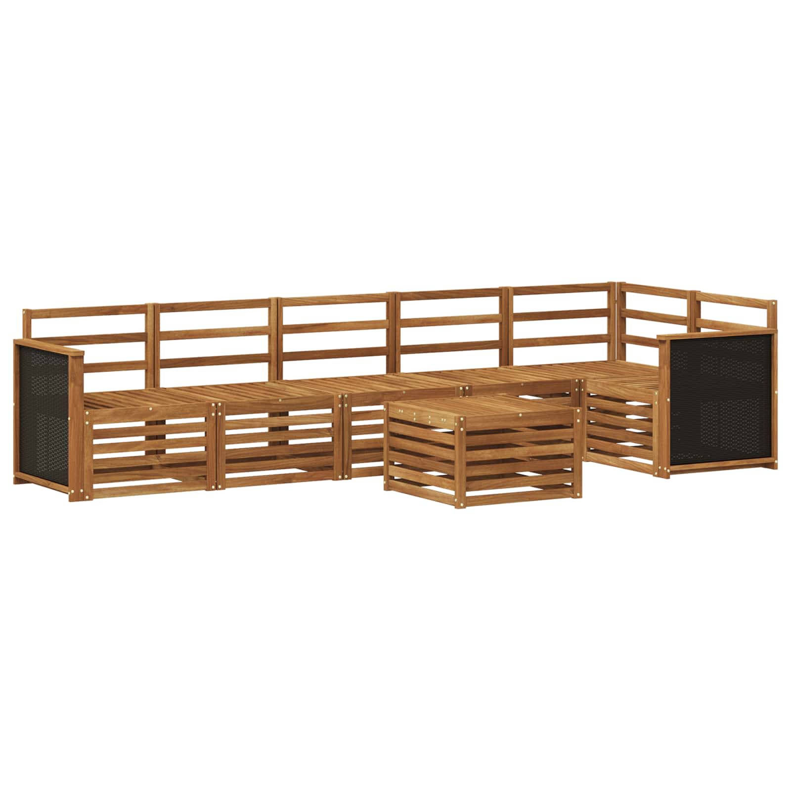 vidaXL Sofa-Sets 7 pcs Natuurlijk en Crème Massief Acaciahout