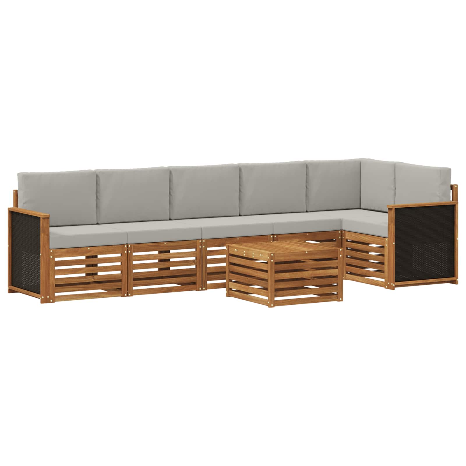 vidaXL Sofa-Sets 7 pcs Natuurlijk en Crème Massief Acaciahout