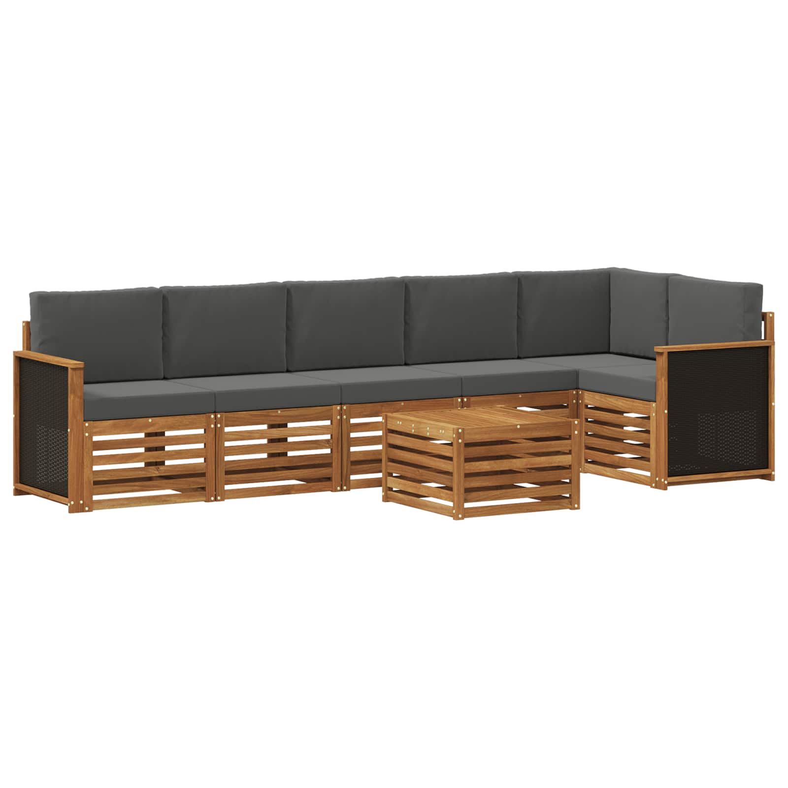 vidaXL Sofa-Sets 7 pcs Natuurlijk en Crème Massief Acaciahout
