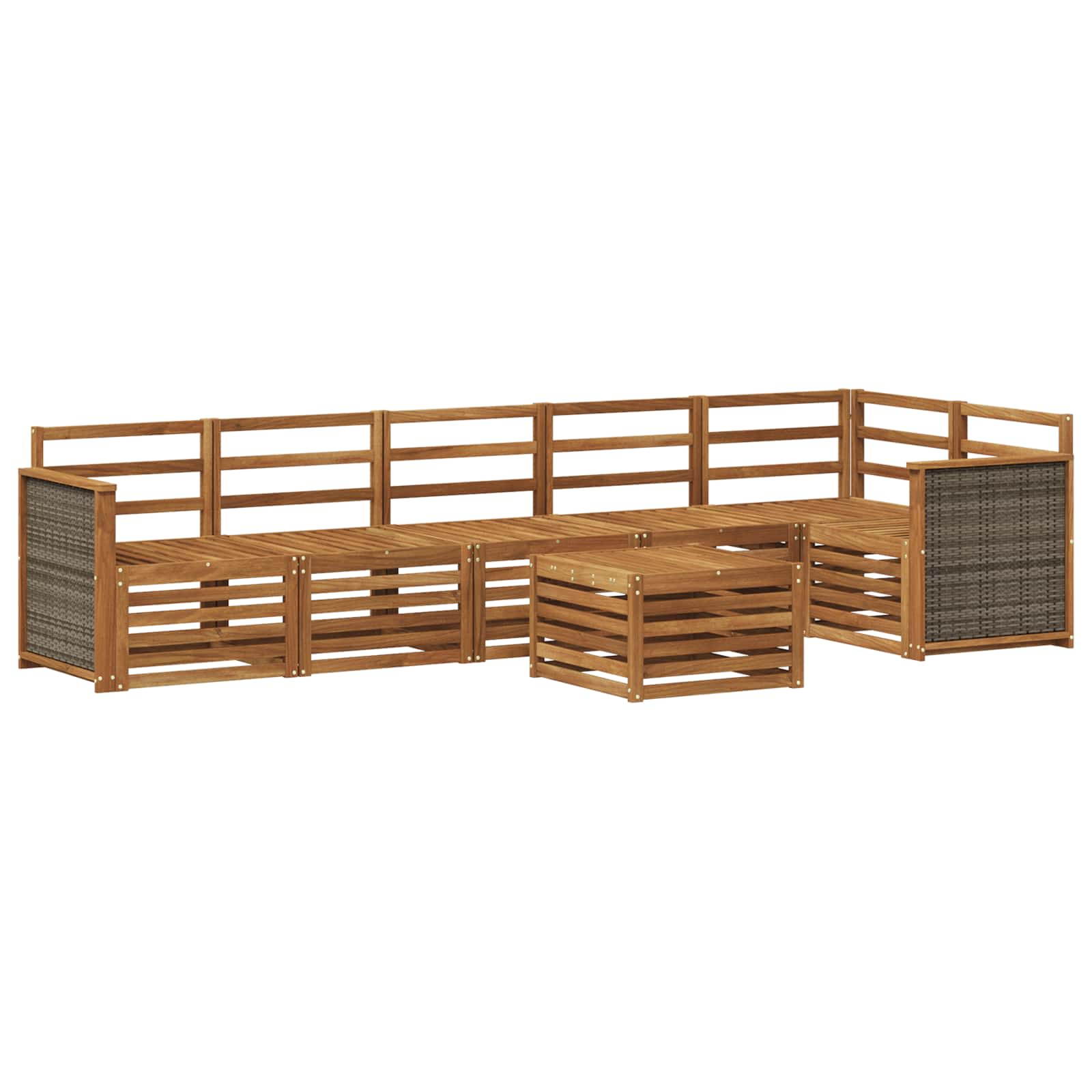 vidaXL Sofa-Sets 7 pcs Natuurlijk en Crème Massief Acaciahout