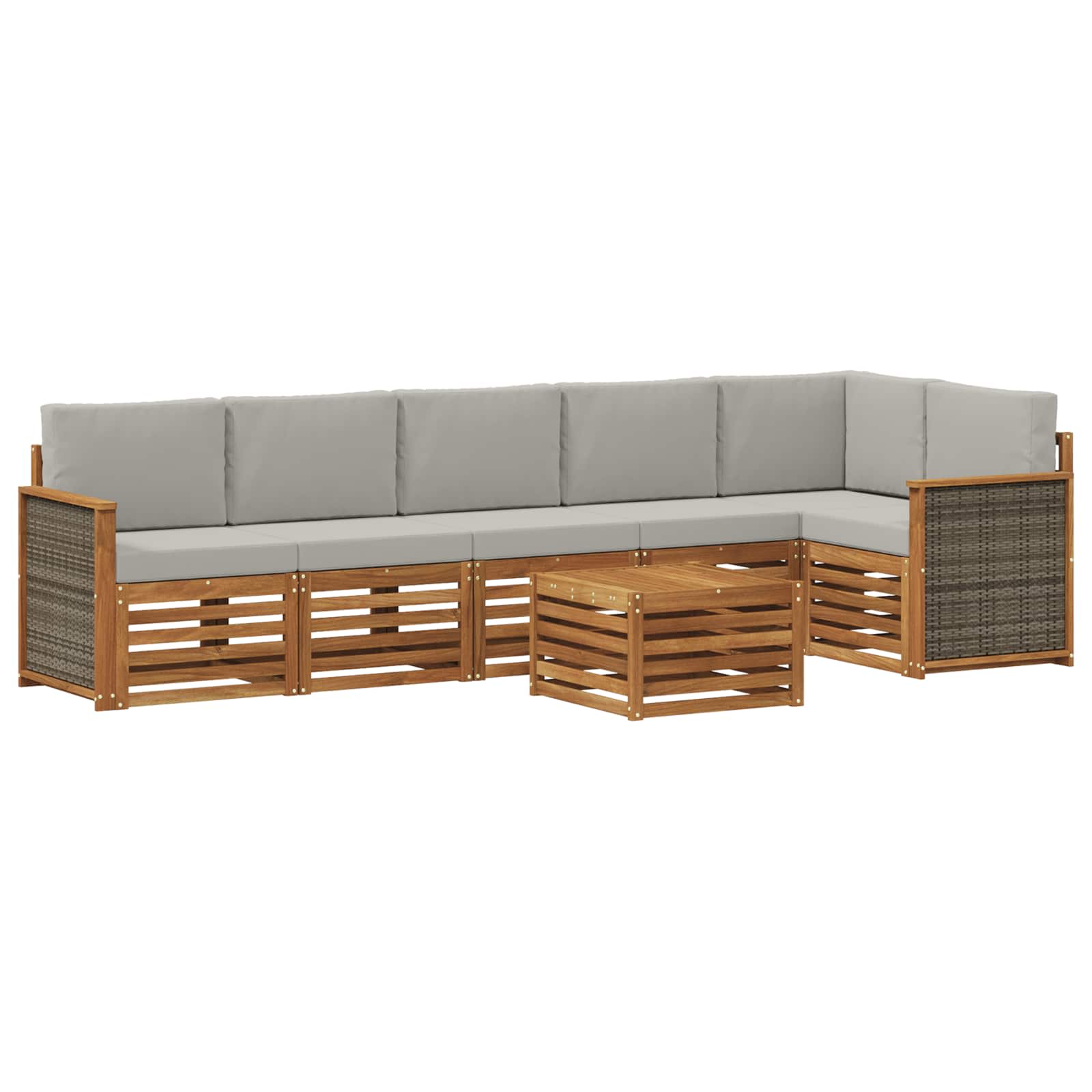 vidaXL Sofa-Sets 7 pcs Natuurlijk en Crème Massief Acaciahout