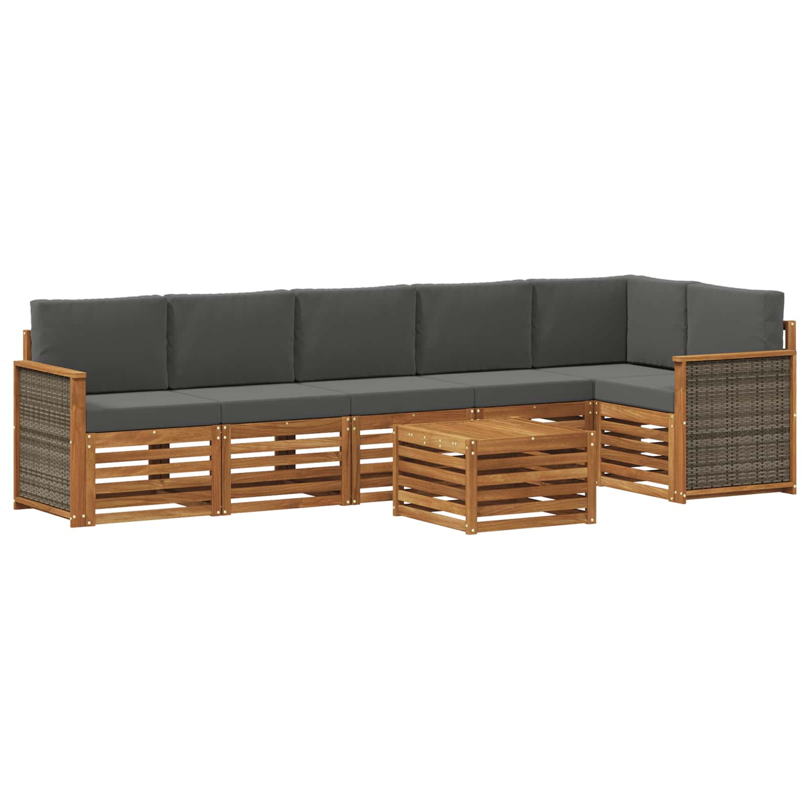 vidaXL Sofa-Sets 7 pcs Natuurlijk en Crème Massief Acaciahout