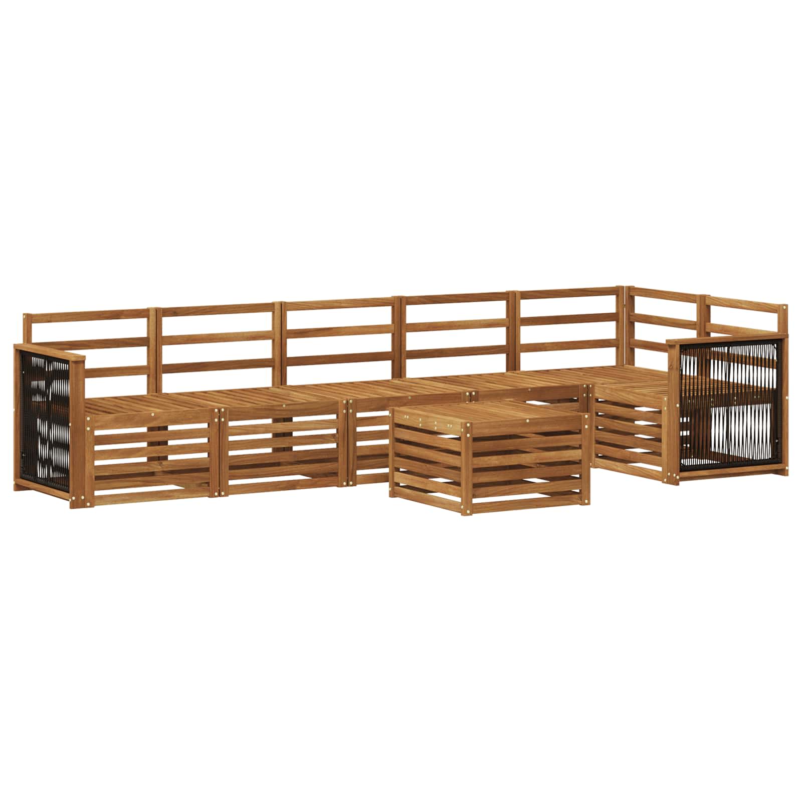 vidaXL Sofa-Sets 7 pcs Natuurlijk en Crème Massief Acaciahout