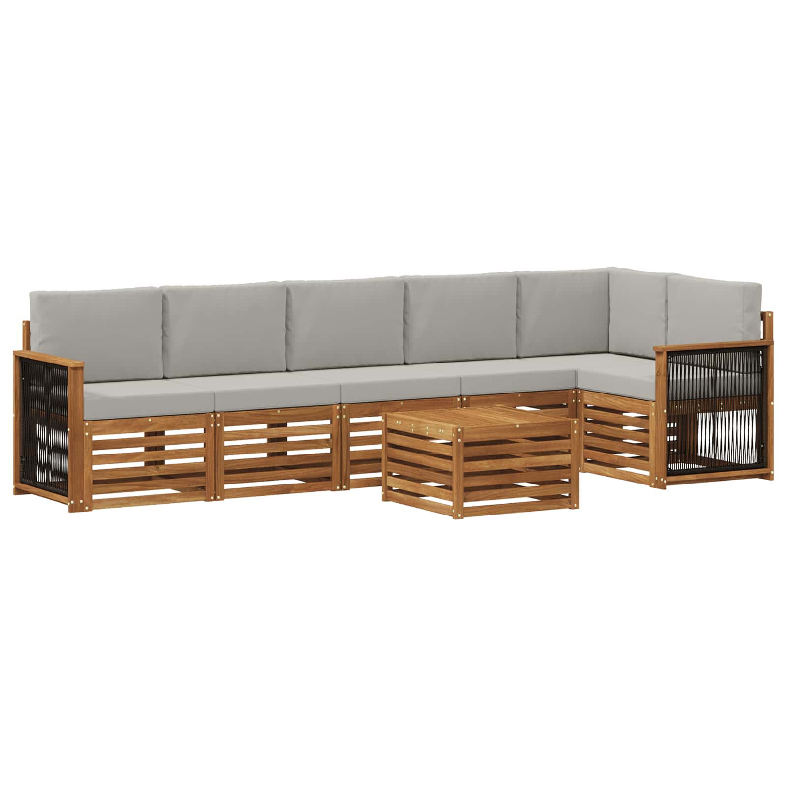 vidaXL Sofa-Sets 7 pcs Natuurlijk en Crème Massief Acaciahout