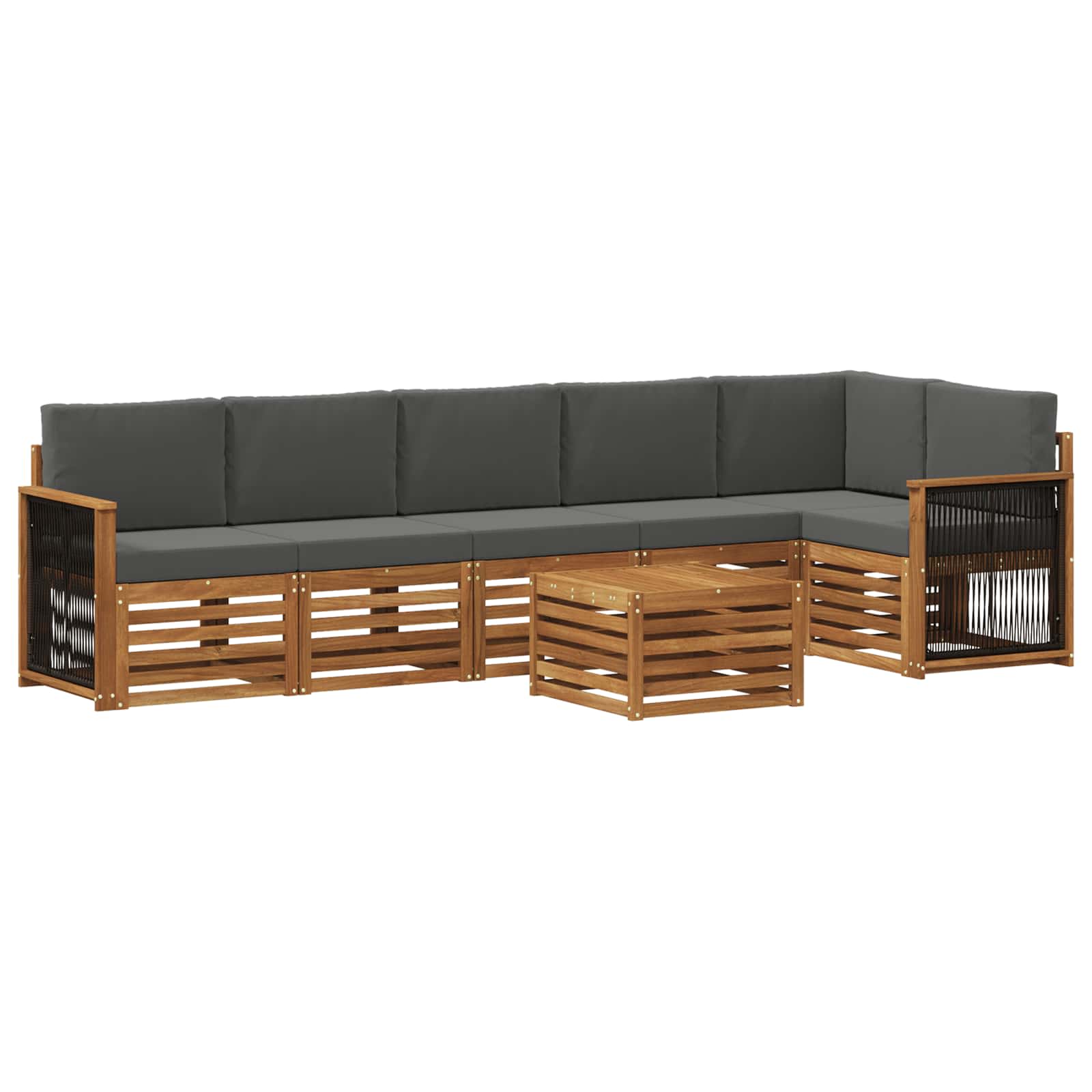 vidaXL Sofa-Sets 7 pcs Natuurlijk en Crème Massief Acaciahout