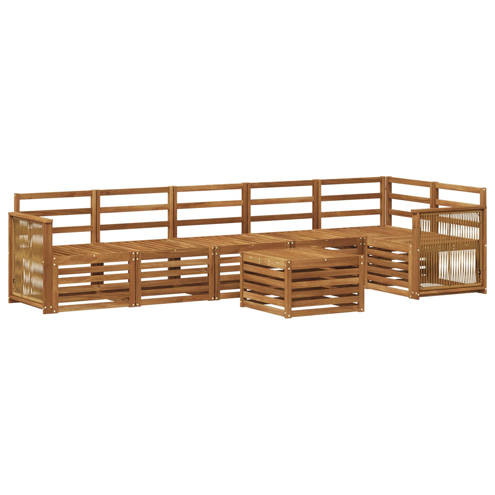 vidaXL Sofa-Sets 7 pcs Natuurlijk en Crème Massief Acaciahout