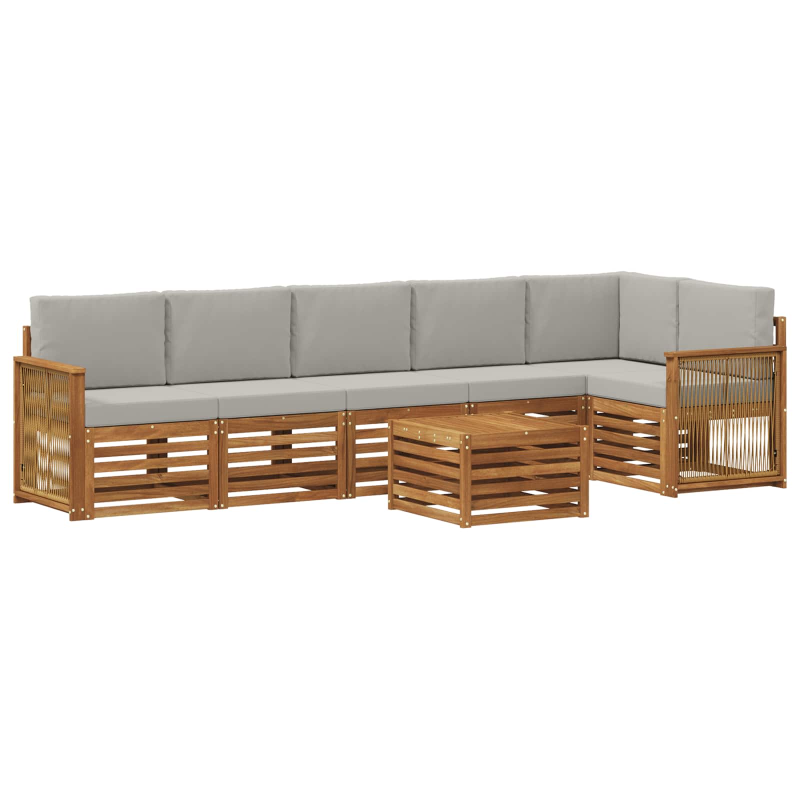 vidaXL Sofa-Sets 7 pcs Natuurlijk en Crème Massief Acaciahout