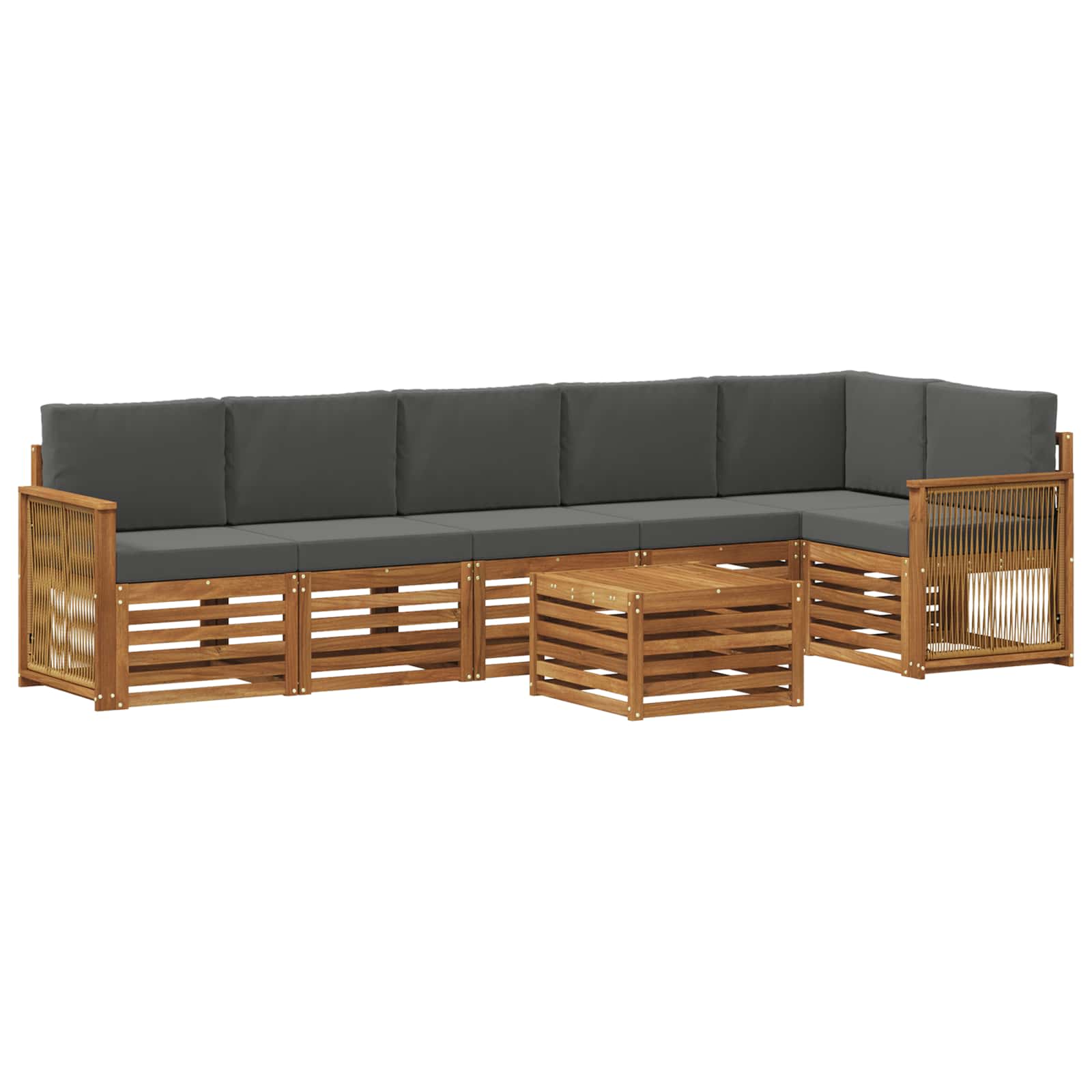 vidaXL Sofa-Sets 7 pcs Natuurlijk en Crème Massief Acaciahout