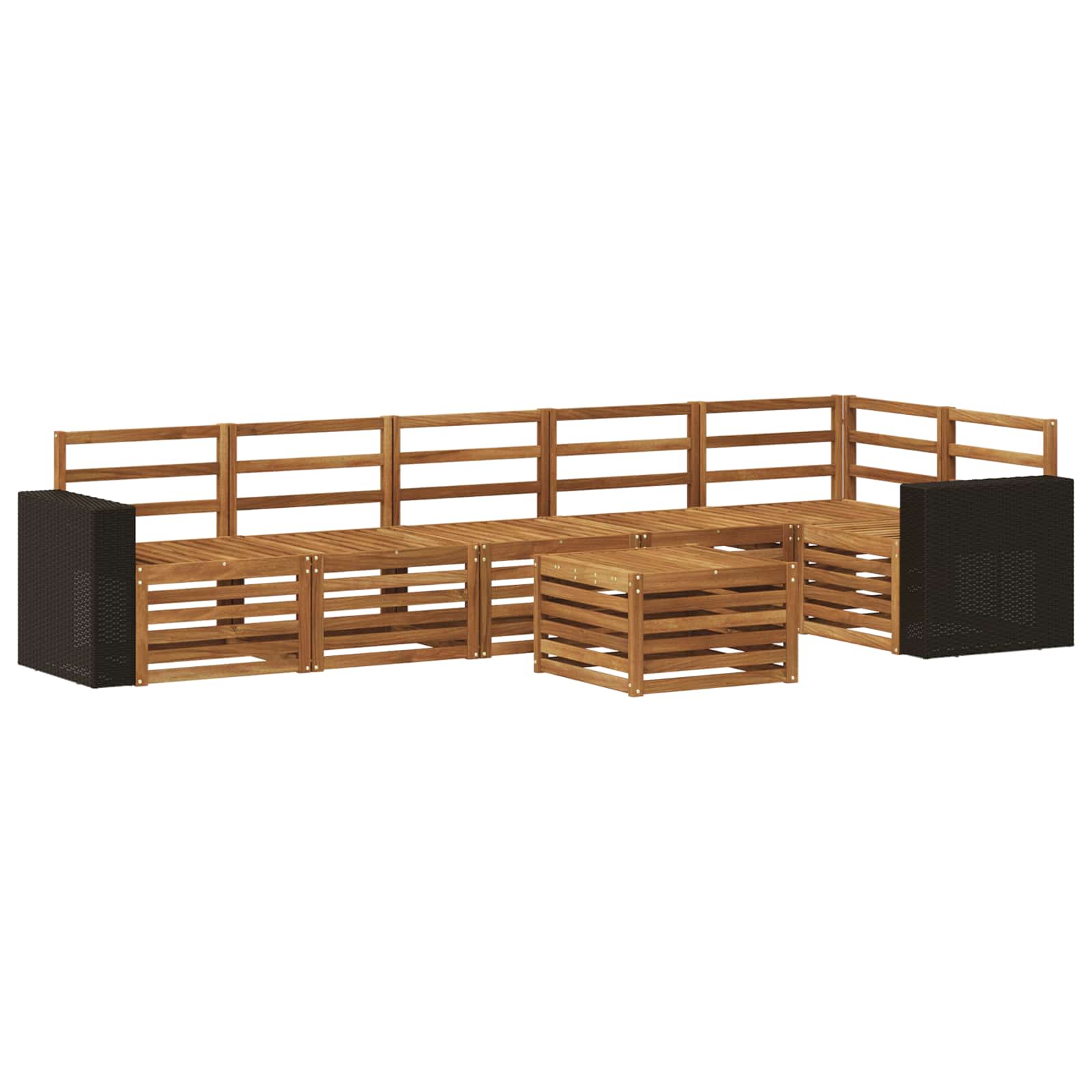 vidaXL Sofa-Sets 7 pcs Natuurlijk en Crème Massief Acaciahout