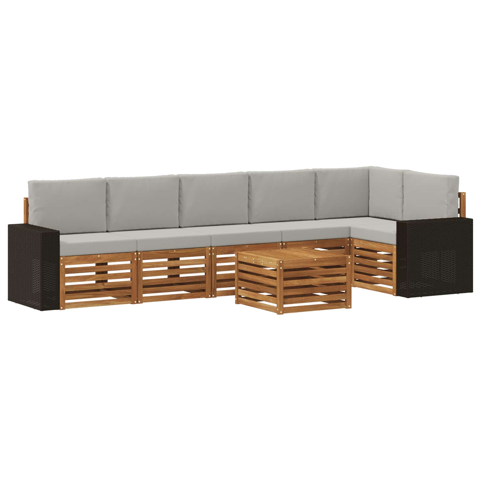 vidaXL Sofa-Sets 7 pcs Natuurlijk en Crème Massief Acaciahout