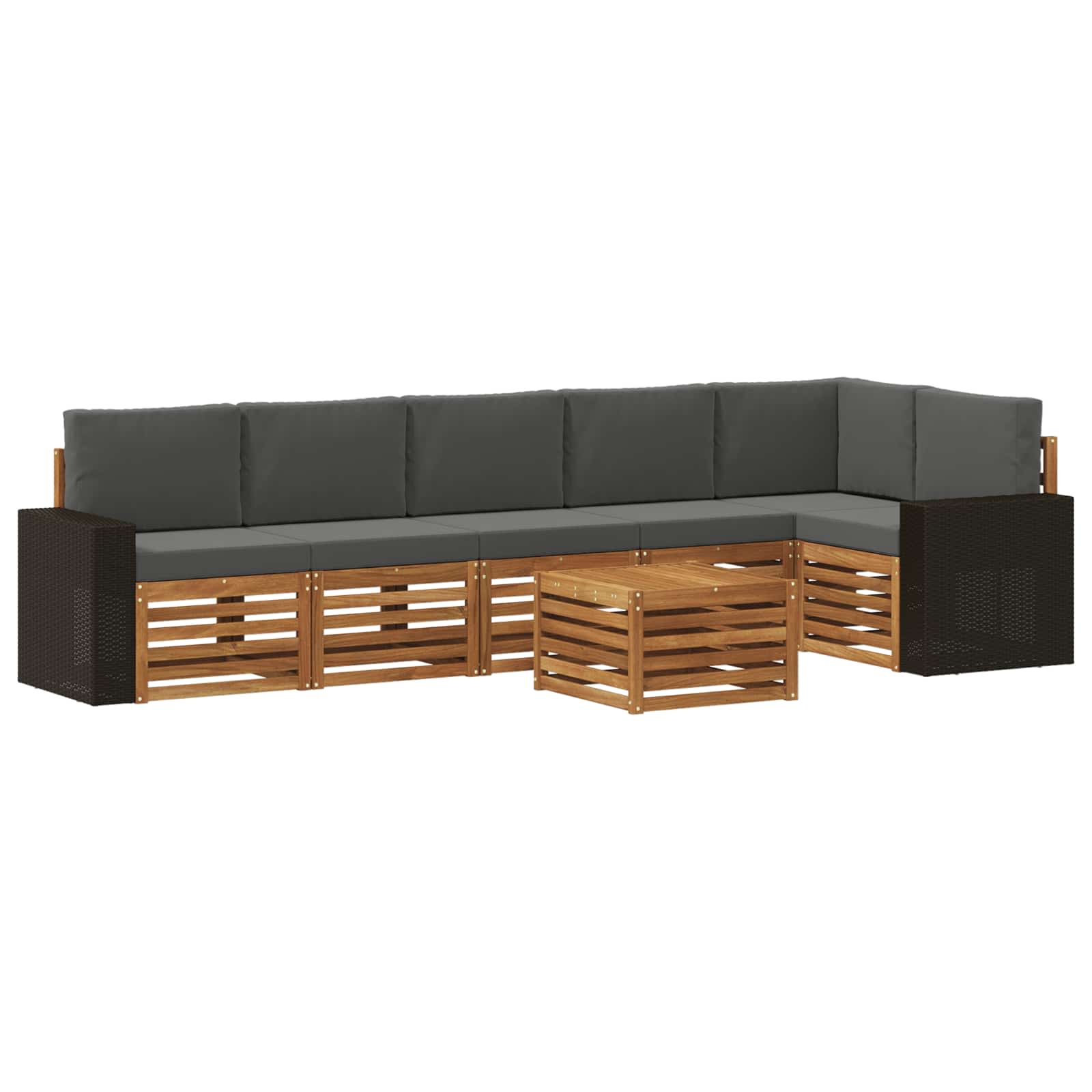 vidaXL Sofa-Sets 7 pcs Natuurlijk en Crème Massief Acaciahout