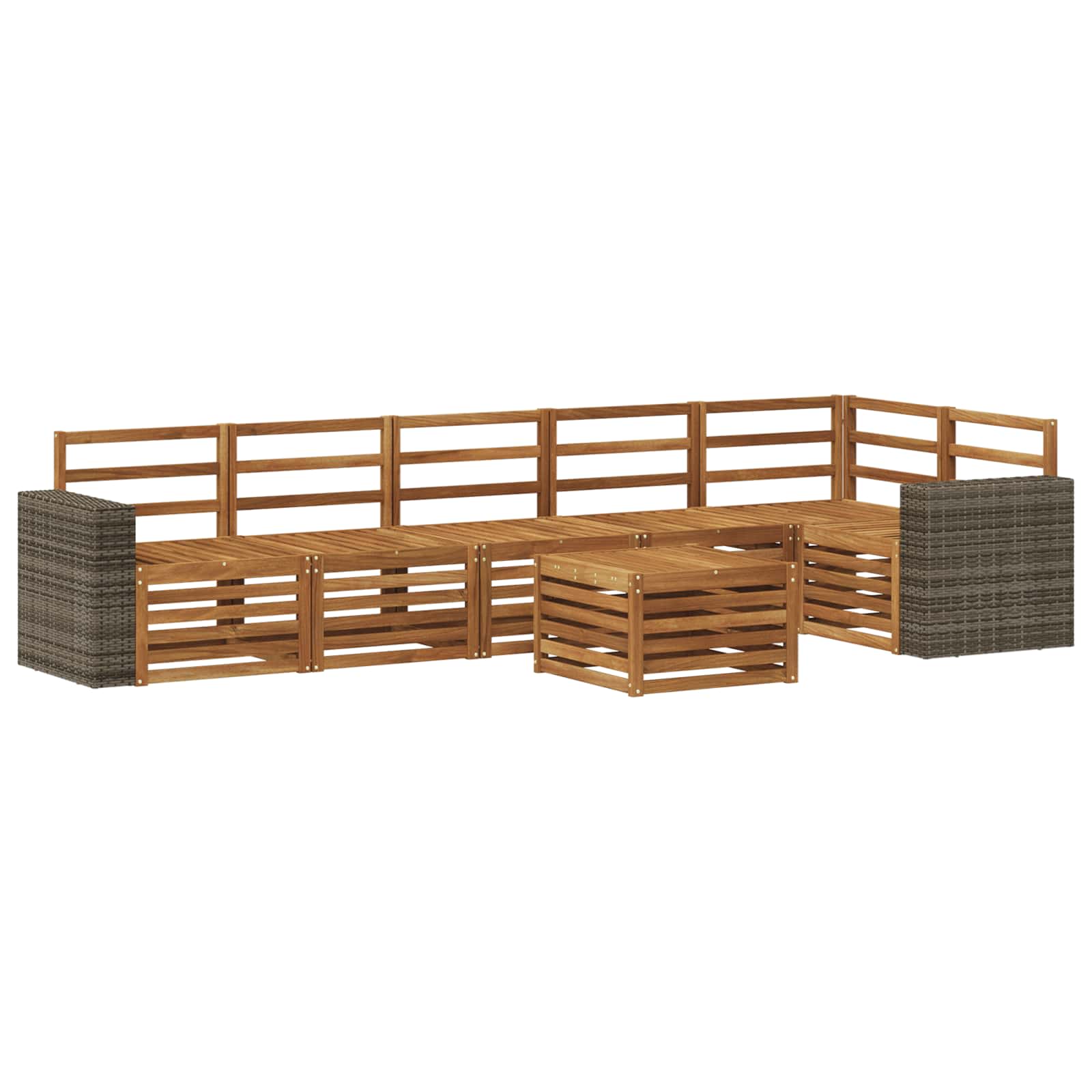 vidaXL Sofa-Sets 7 pcs Natuurlijk en Crème Massief Acaciahout