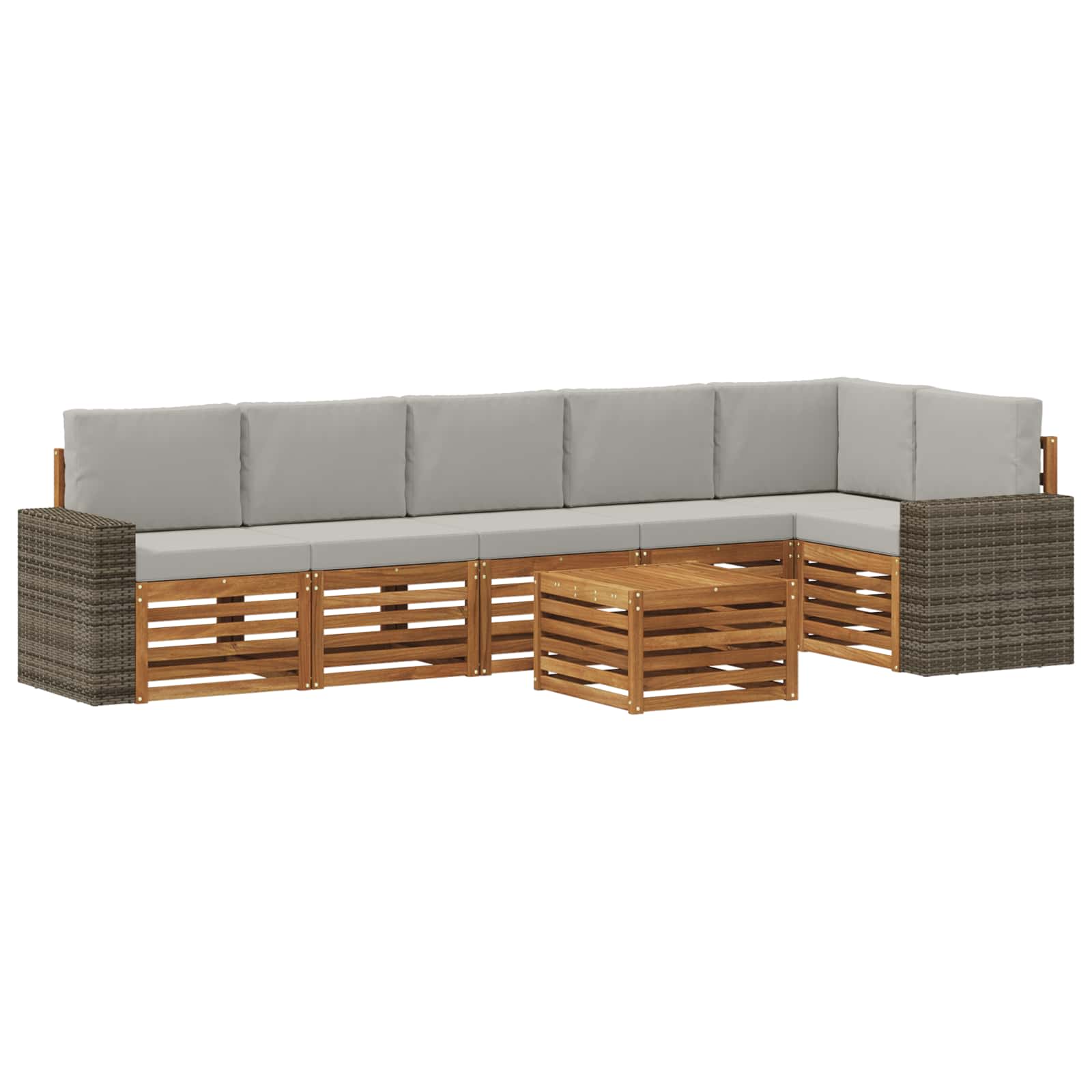 vidaXL Sofa-Sets 7 pcs Natuurlijk en Crème Massief Acaciahout