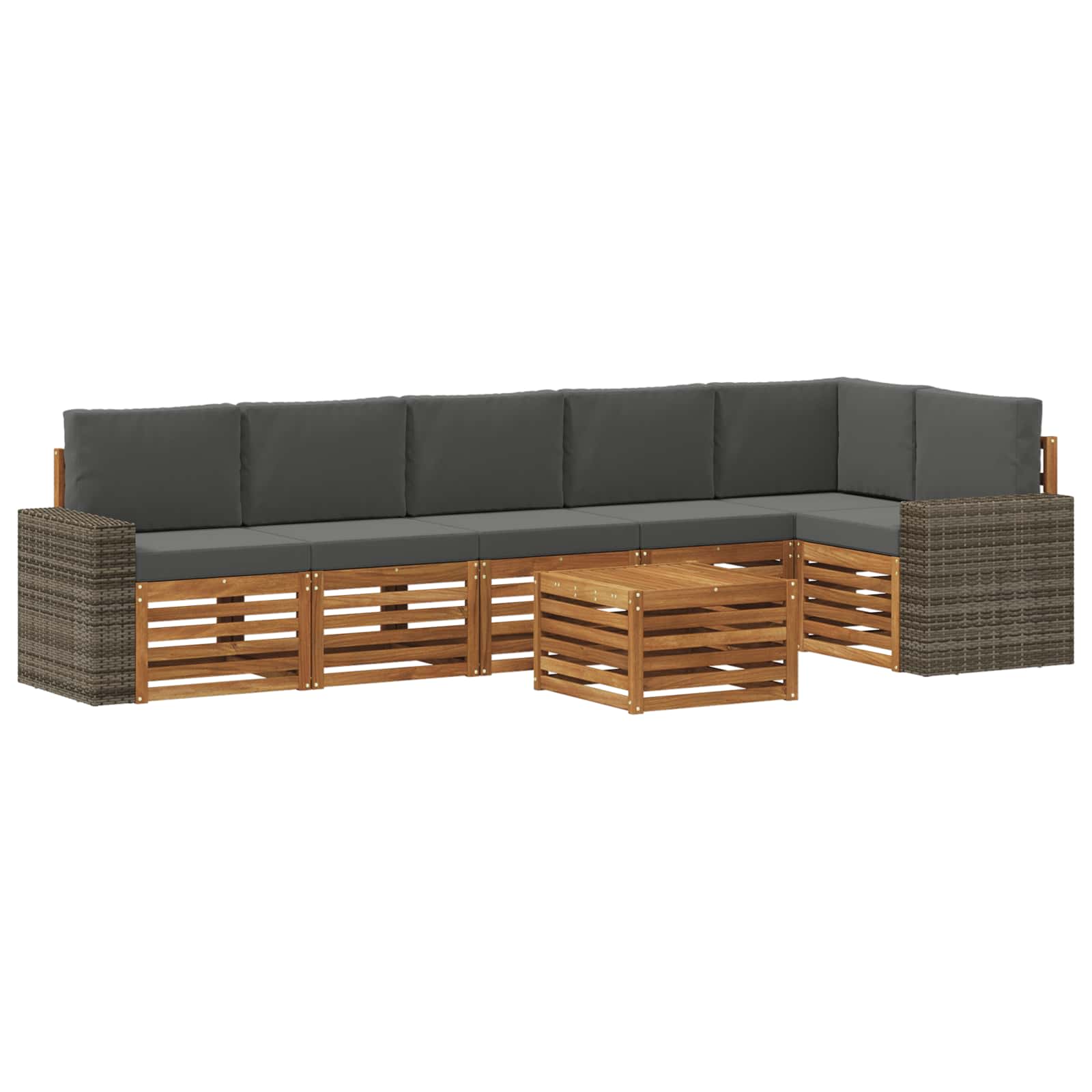 vidaXL Sofa-Sets 7 pcs Natuurlijk en Crème Massief Acaciahout