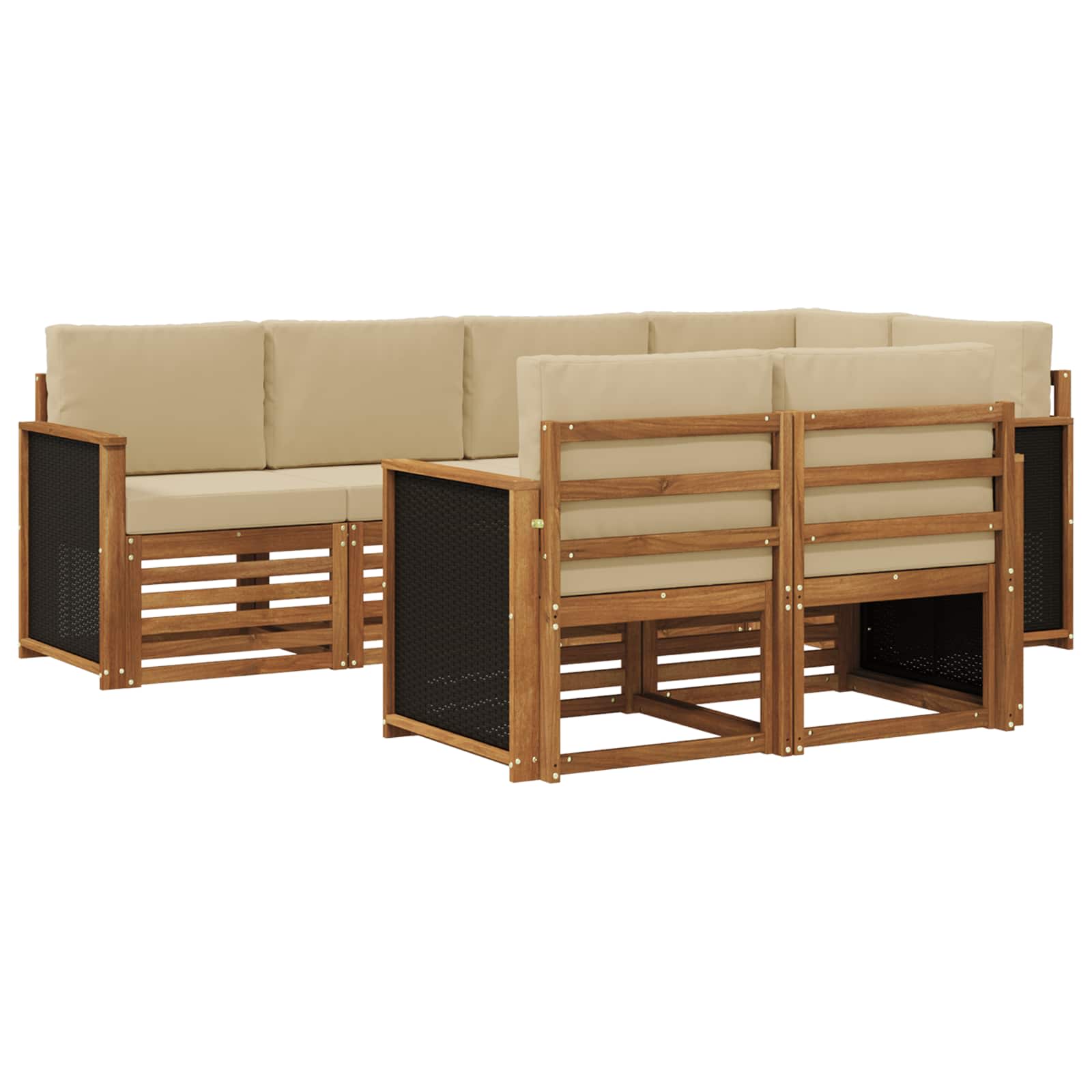 vidaXL Sofa-Sets 7 pcs Naturel Massief Acaciahout