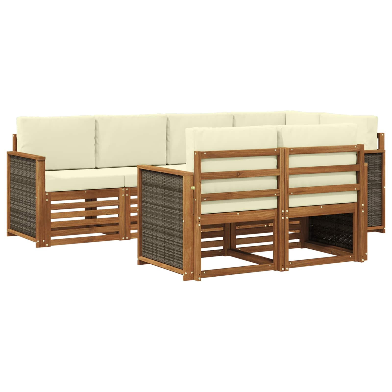 vidaXL Sofa-Sets 7 pcs Naturel Massief Acaciahout