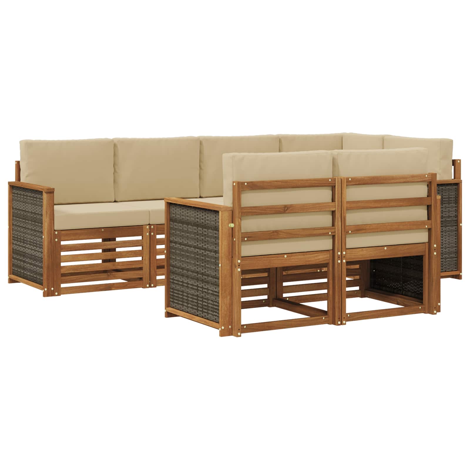 vidaXL Sofa-Sets 7 pcs Naturel Massief Acaciahout