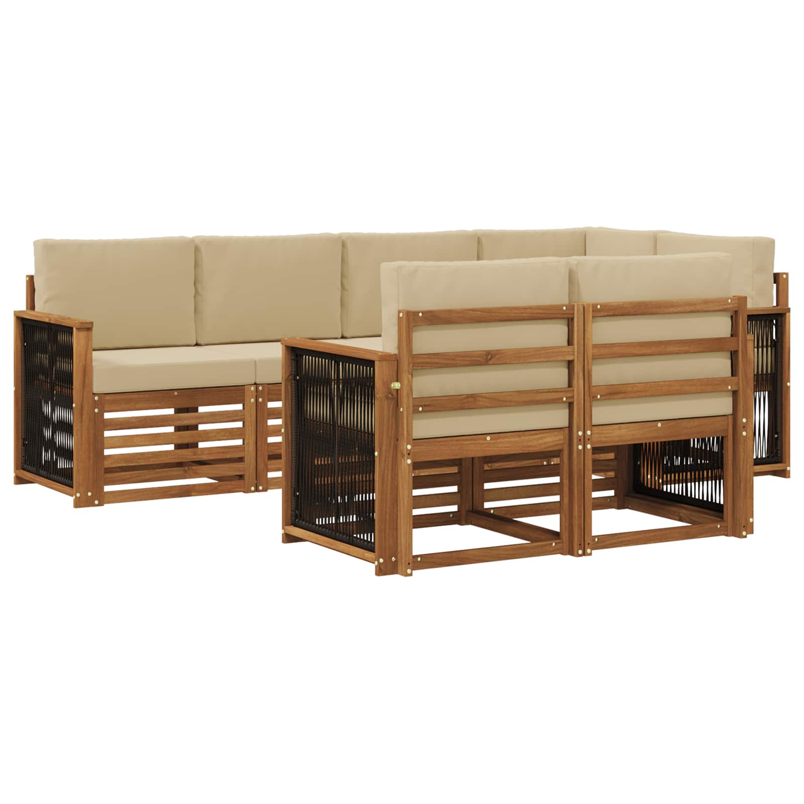 vidaXL Sofa-Sets 7 pcs Naturel Massief Acaciahout