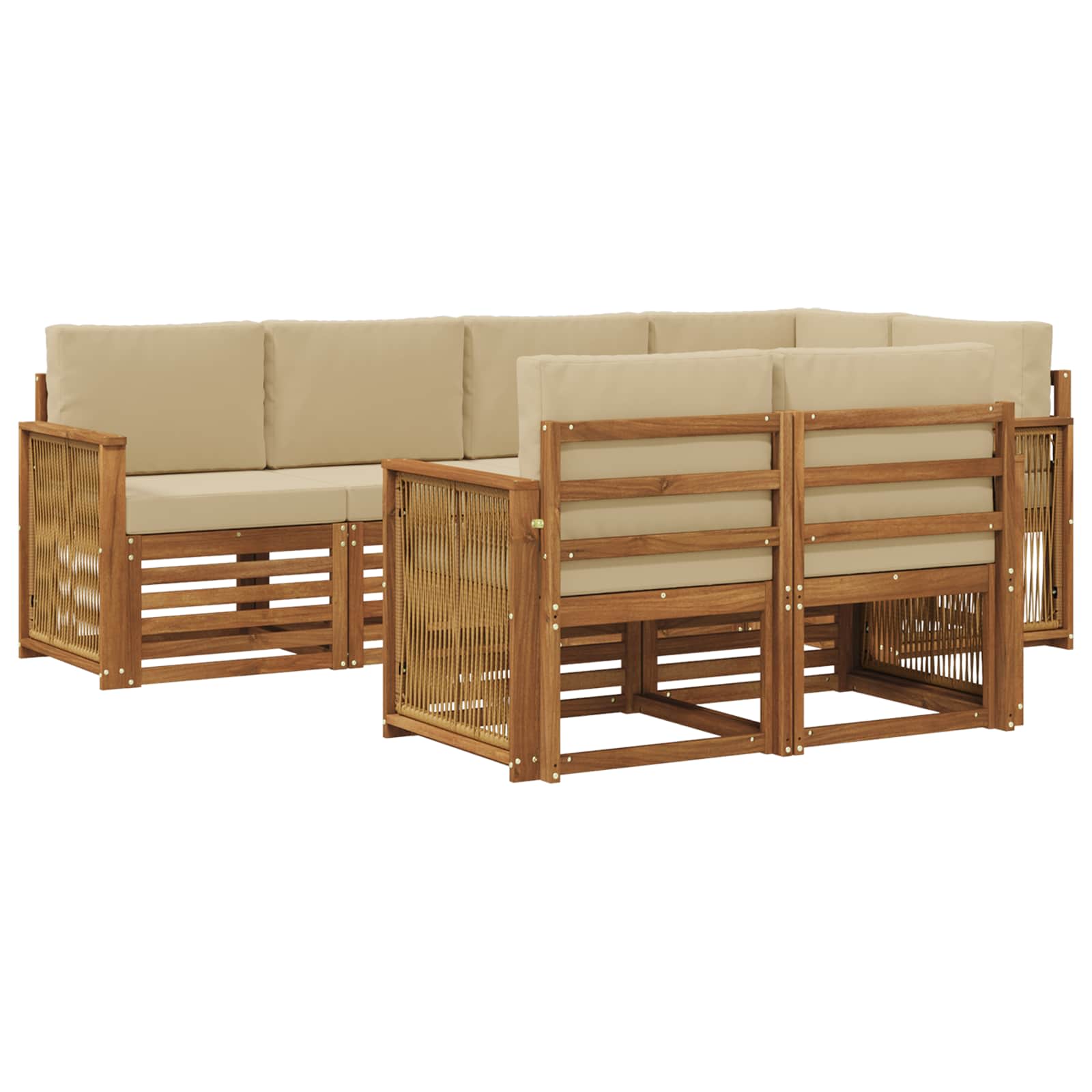 vidaXL Sofa-Sets 7 pcs Naturel Massief Acaciahout
