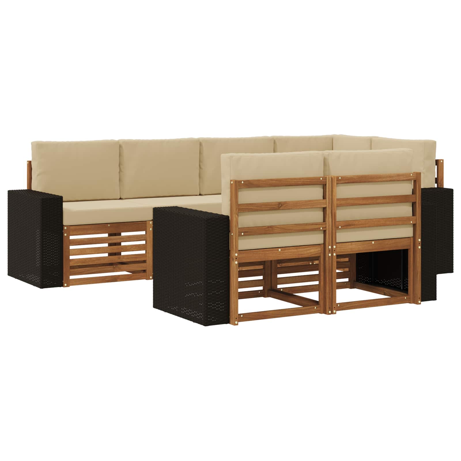 vidaXL Sofa-Sets 7 pcs Naturel Massief Acaciahout