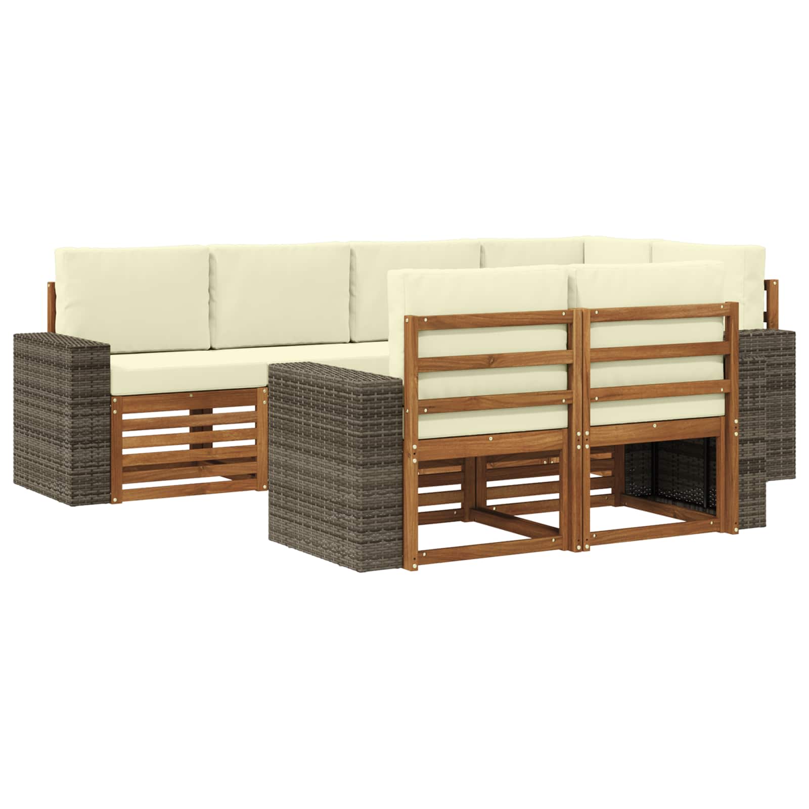 vidaXL Sofa-Sets 7 pcs Naturel Massief Acaciahout